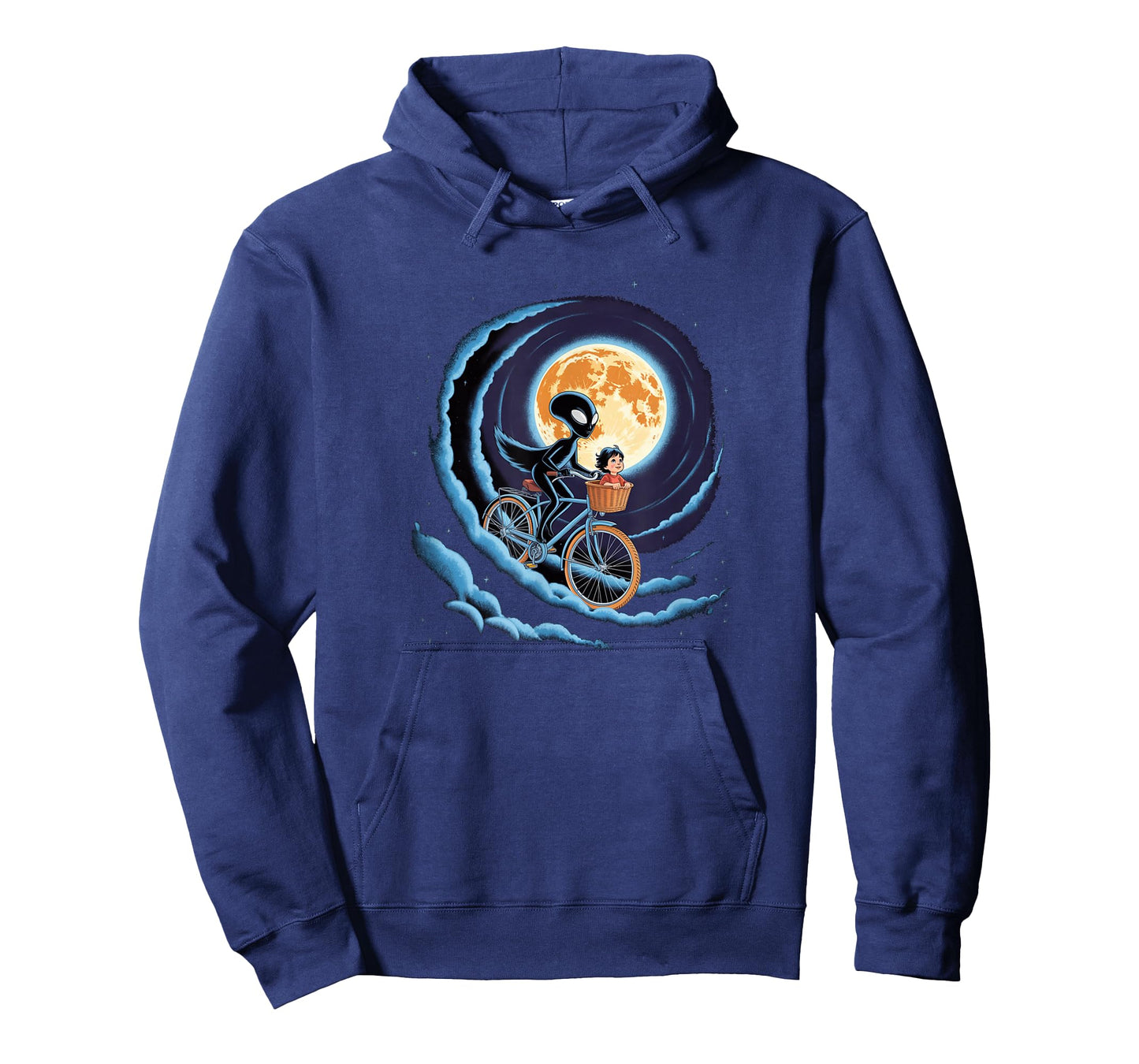 Alien & Kid Flying Bike - Retro Moon Ride Graphic T-Shirt