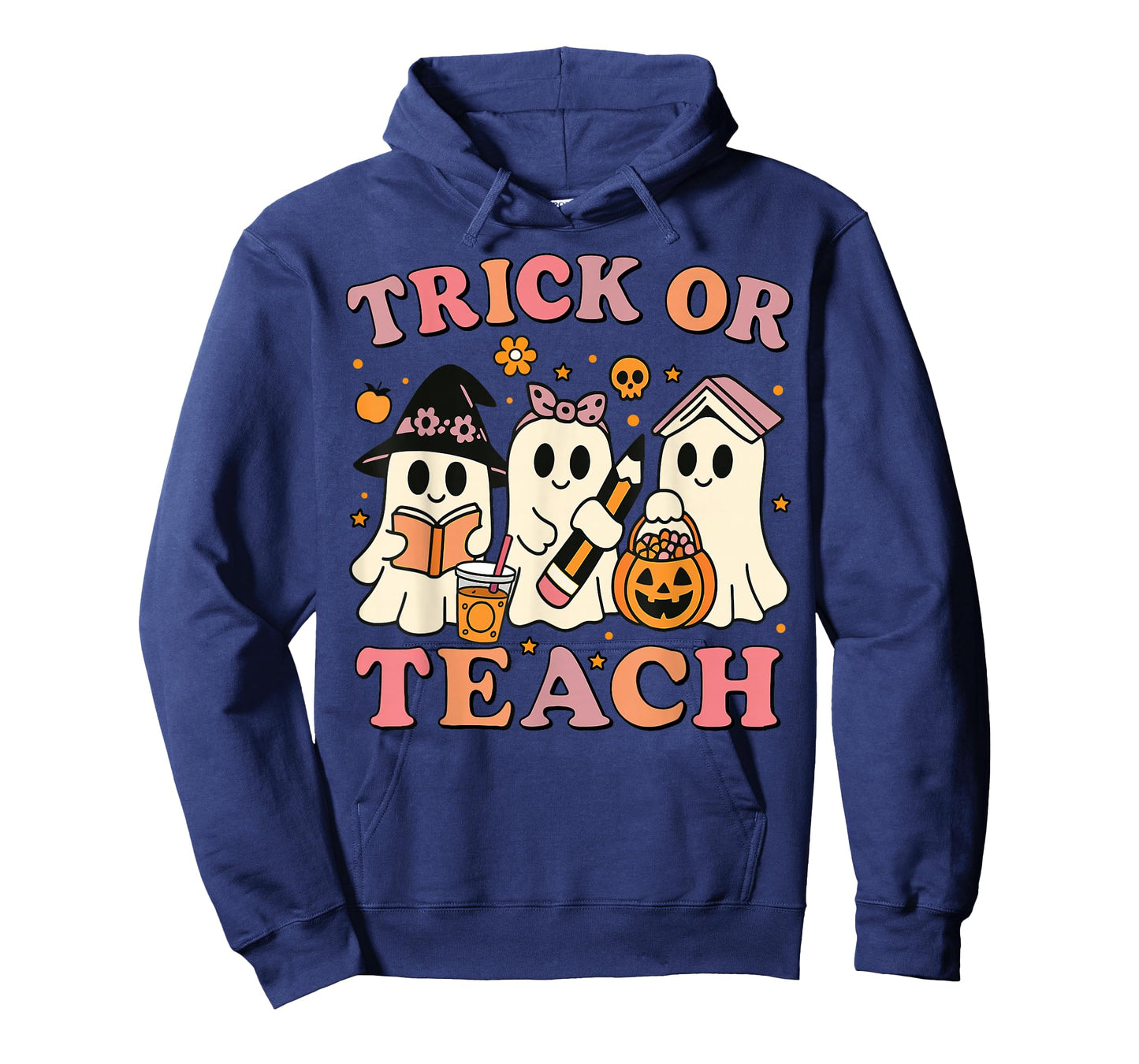 Teacher Halloween Trick Or Teach Cute Ghost Coffee Pumpkins T-Shirt