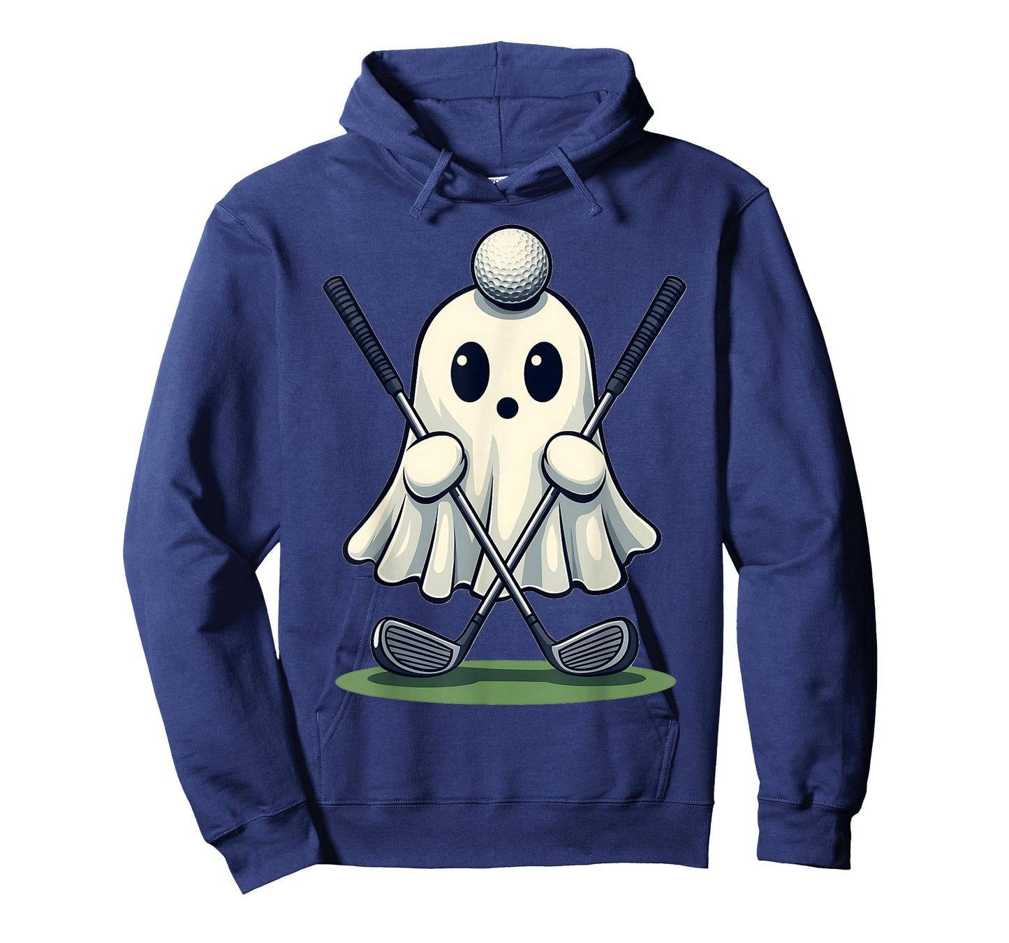Halloween Ghost Ball Head Holding Golf Clubs Funny T-Shirt