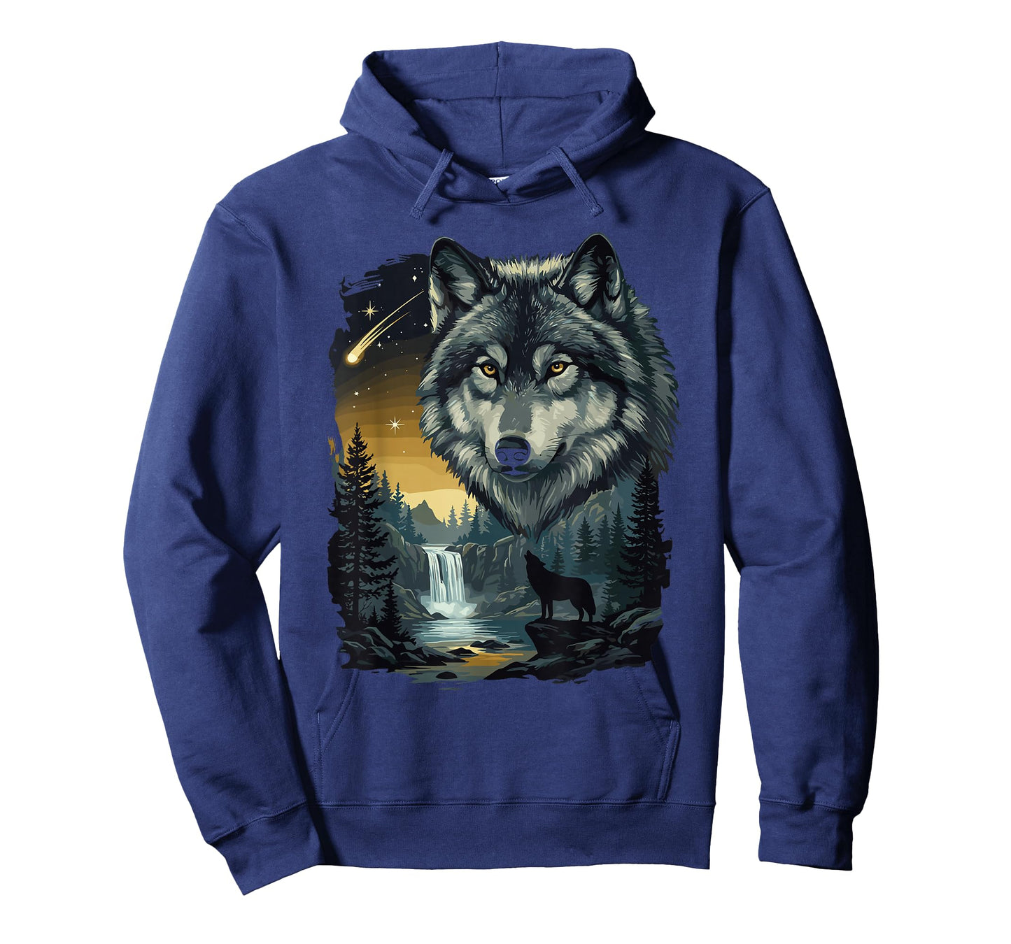 Howling Wolf Waterfall Scene for Nature Lovers and Gifts T-Shirt