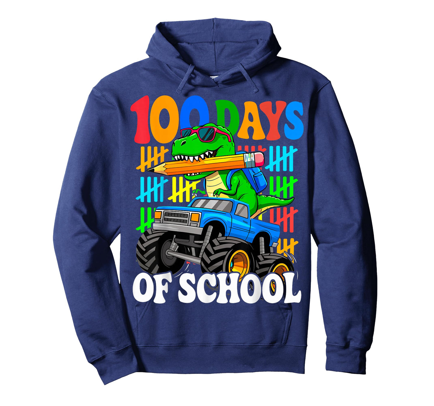 100th Day of School Monster Truck Dinosaur 100 Days School T-Shirt