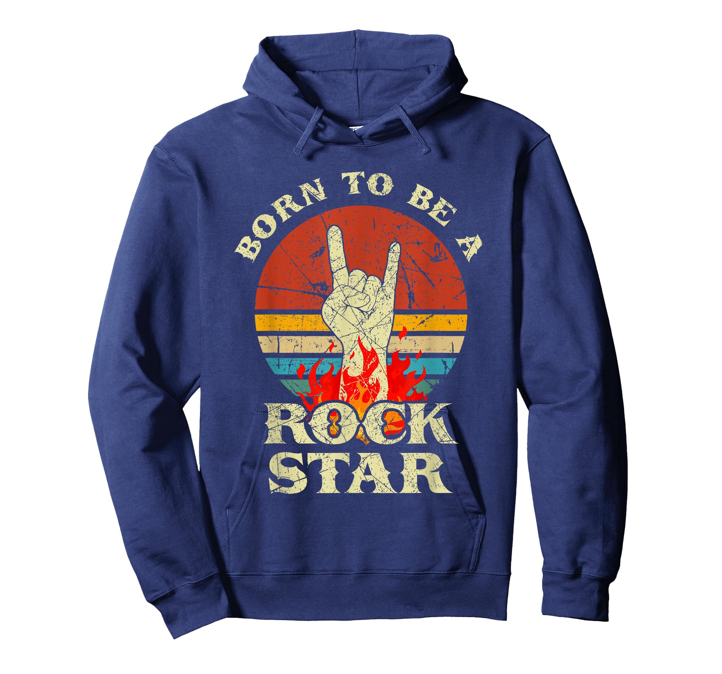 Born To Be Rock Star T-Shirt Hand Horns Vintage Retro T-Shirt