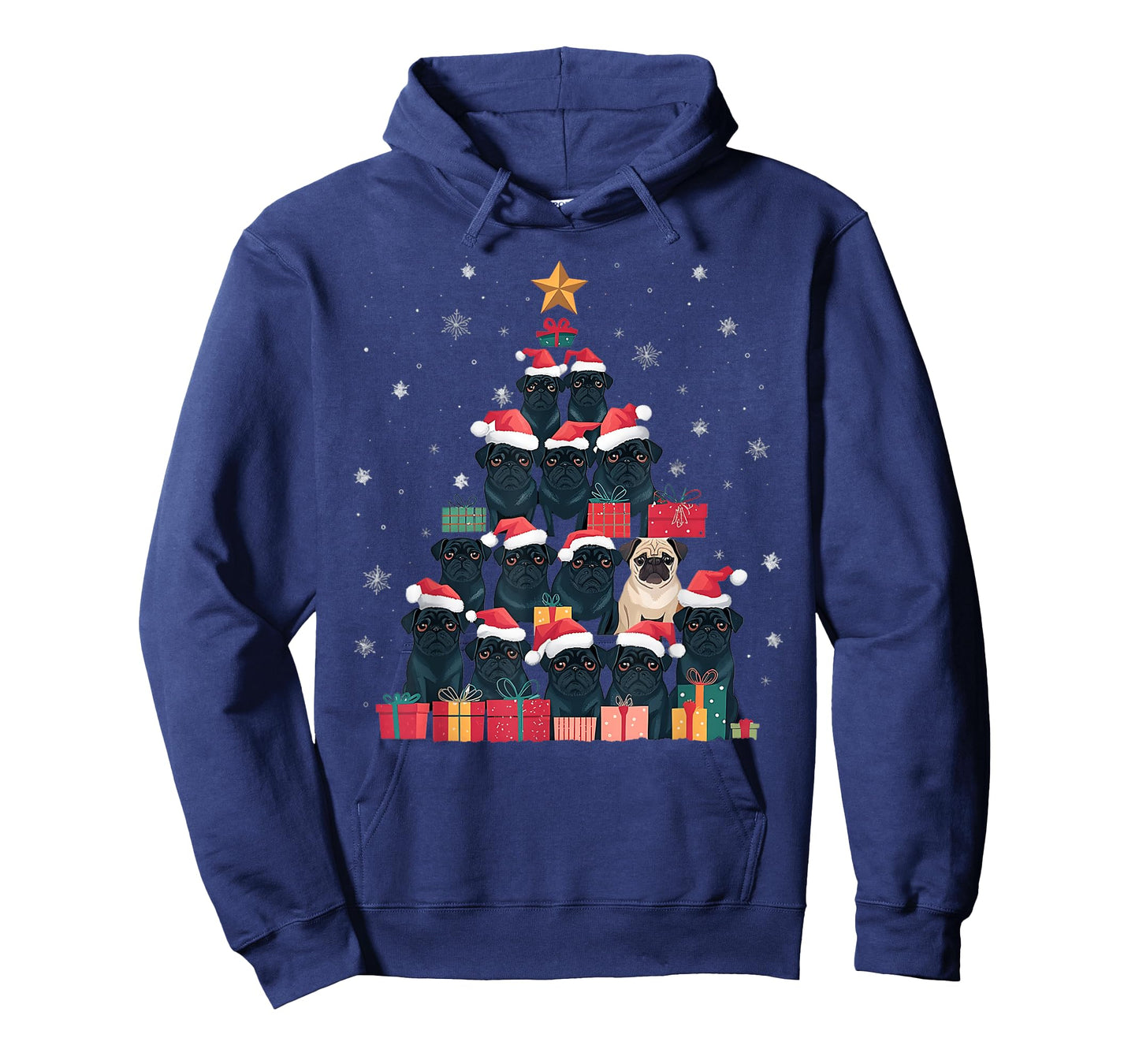 Black Pug Christmas Tree Dog Santa Xmas Merry Dogmas T-Shirt for Men Women Kids
