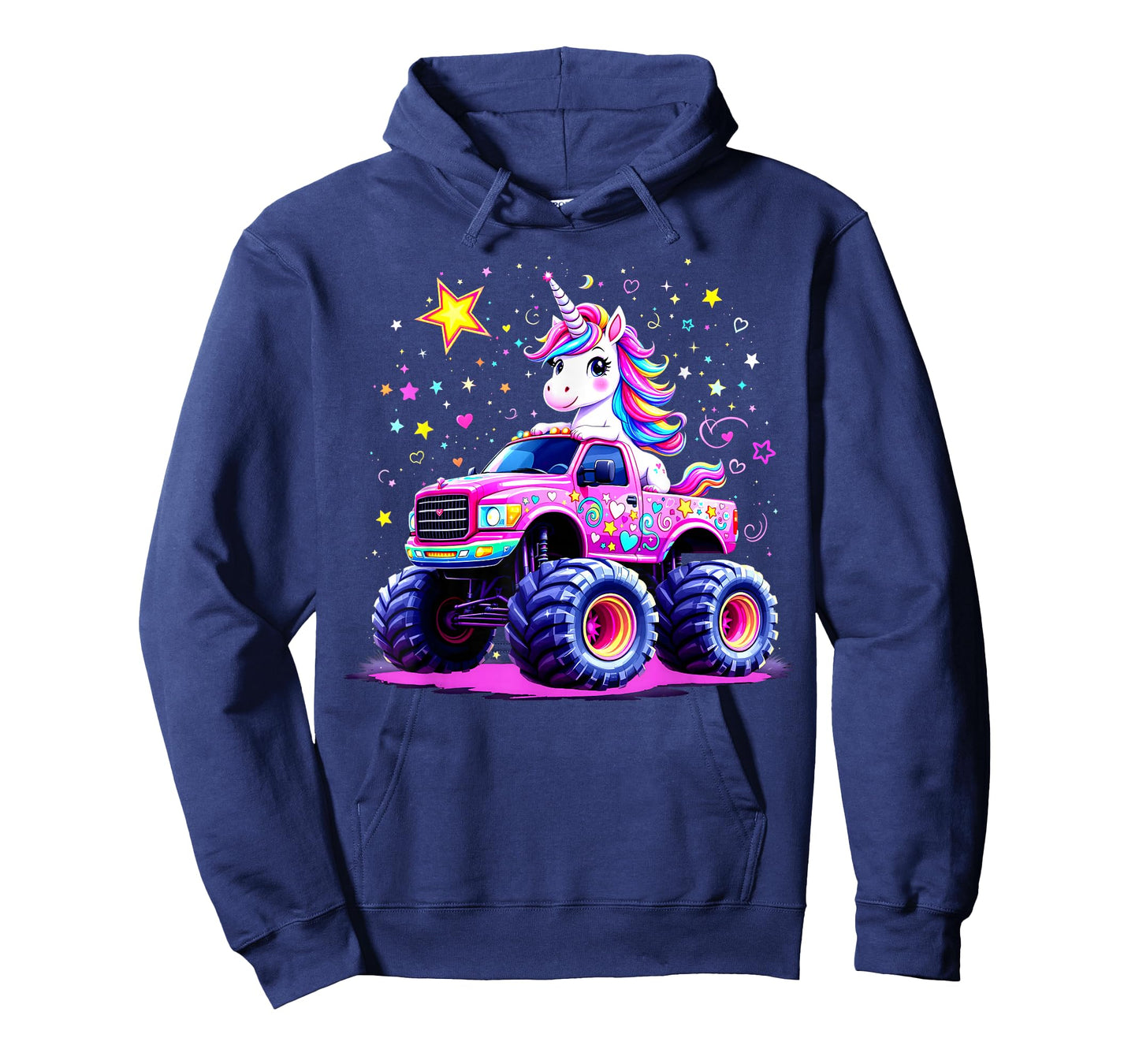Funny Cute Unicorn Riding A Pink Monster Truck T-Shirt
