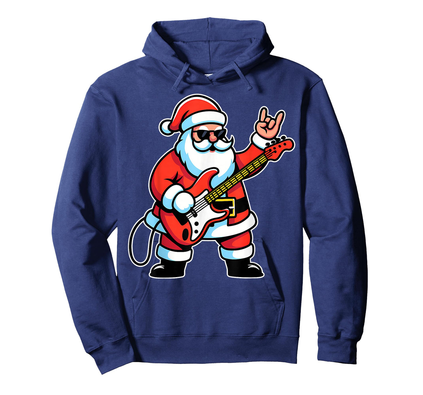 Rock & Roll Christmas Santa Claus Guitar Player Men Boy Kid T-Shirt