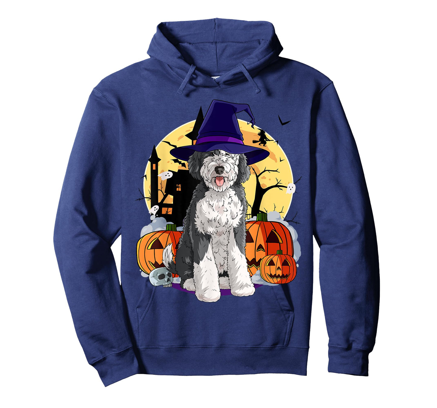 Sheepadoodle Cute Dog Halloween Witch Pumpkin T-Shirt