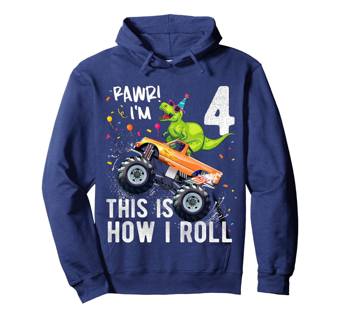 T Rex Dinosaur Monster Truck 4th Birthday Boys and Girls T-Shirt