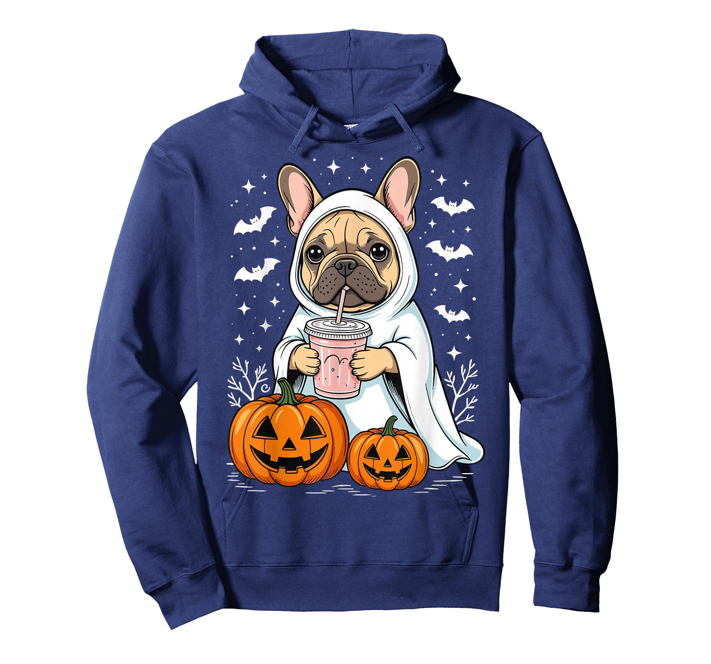 Cute Bulldog Ghost Halloween Pumpkin French Bulldog T-Shirt