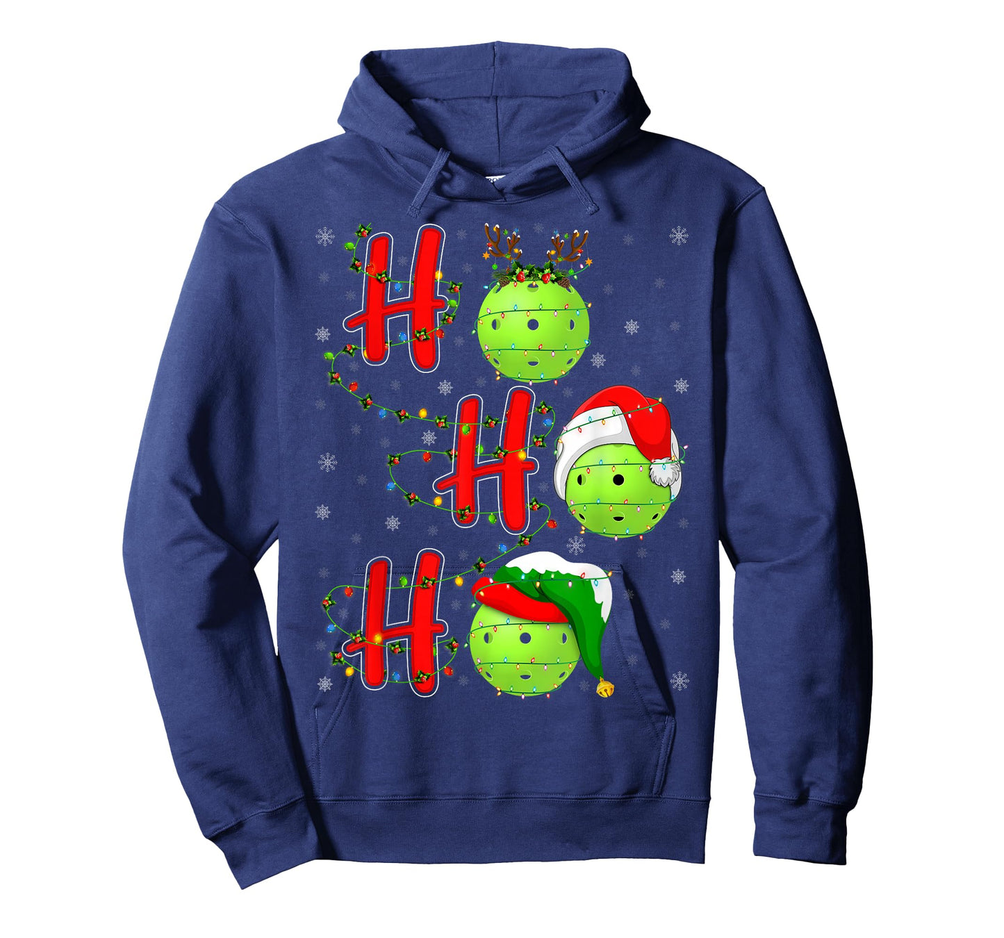 Ho Ho Ho Funny Santa Pickleball Christmas Lights T-Shirt