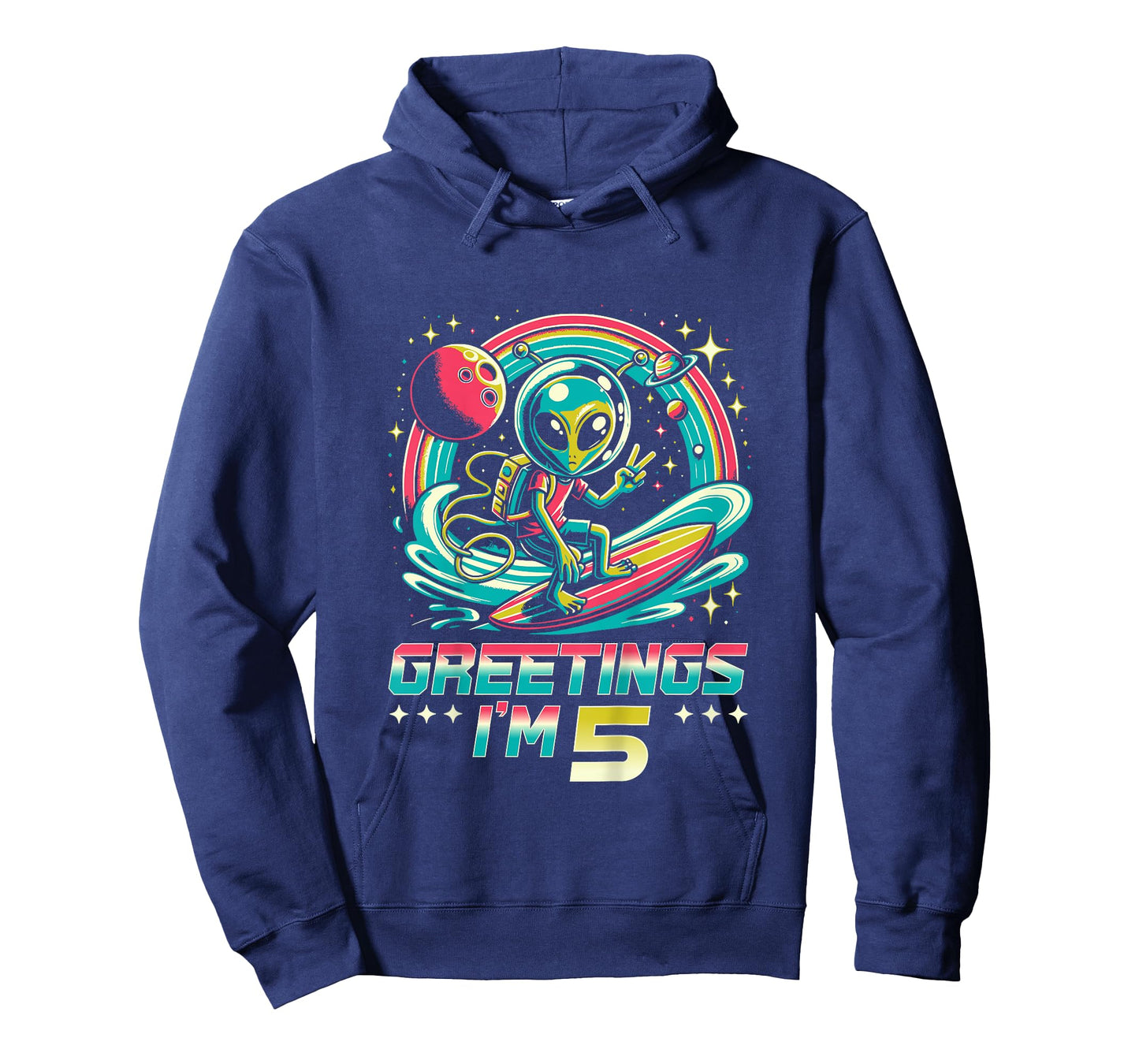 Kids 5th Birthday Alien Space Greetings I'm 5 Years Old T-Shirt