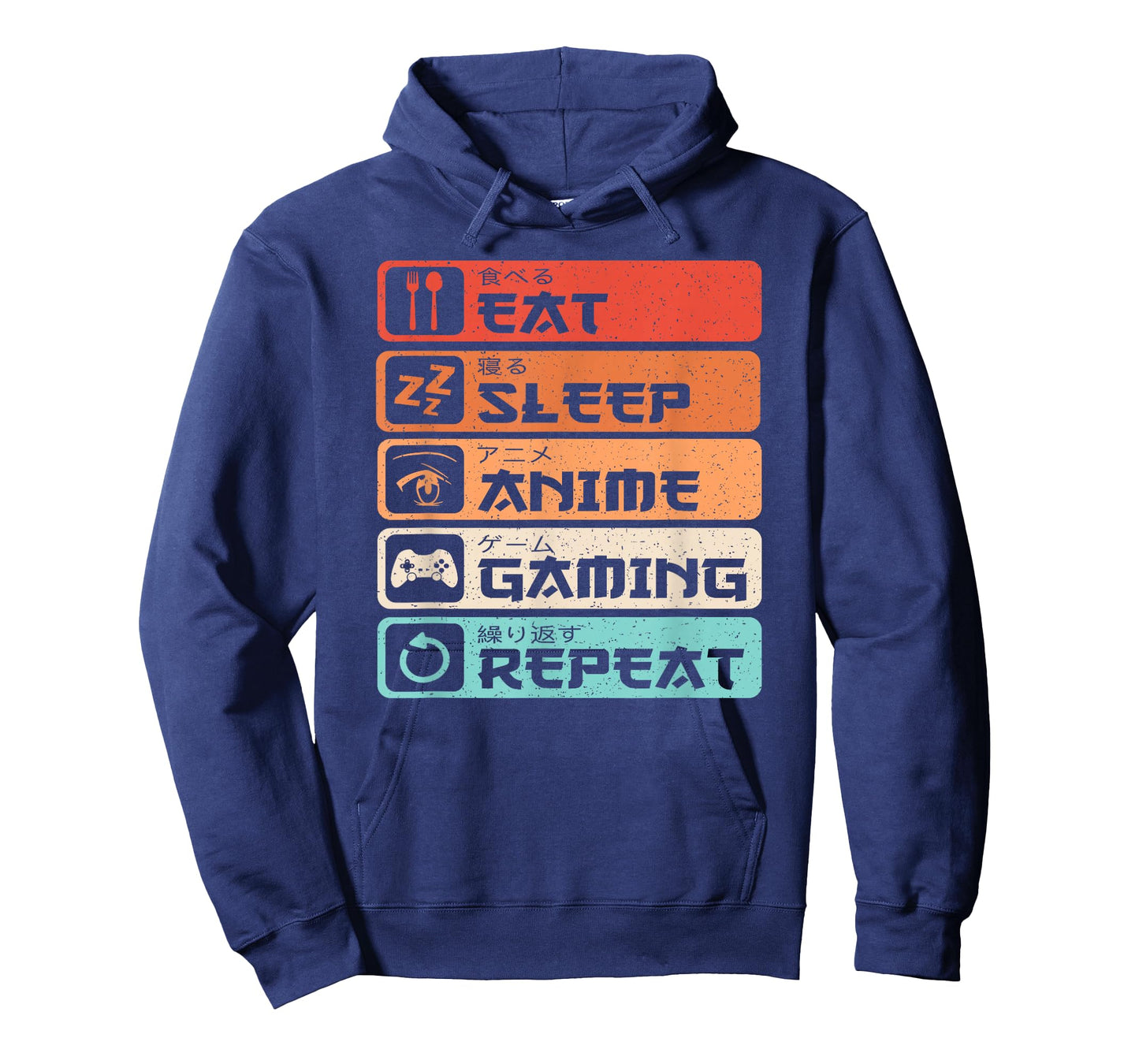 Eat Sleep Anime Gaming Repeat Otaku Manga Men Boys Retro T-Shirt