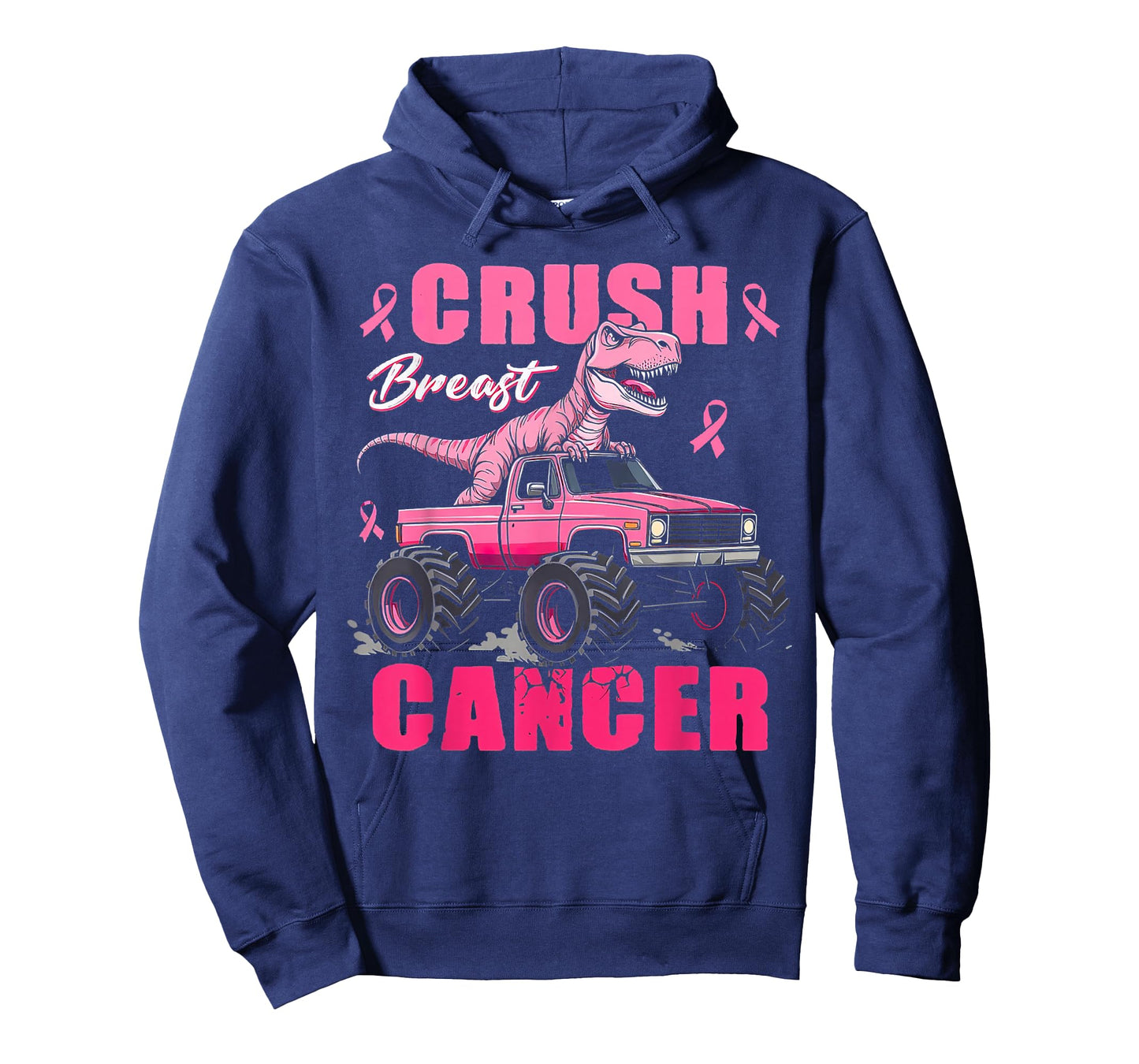 Crush Breast Cancer Dinosaur T Rex Monster Truck Boys Kids T-Shirt