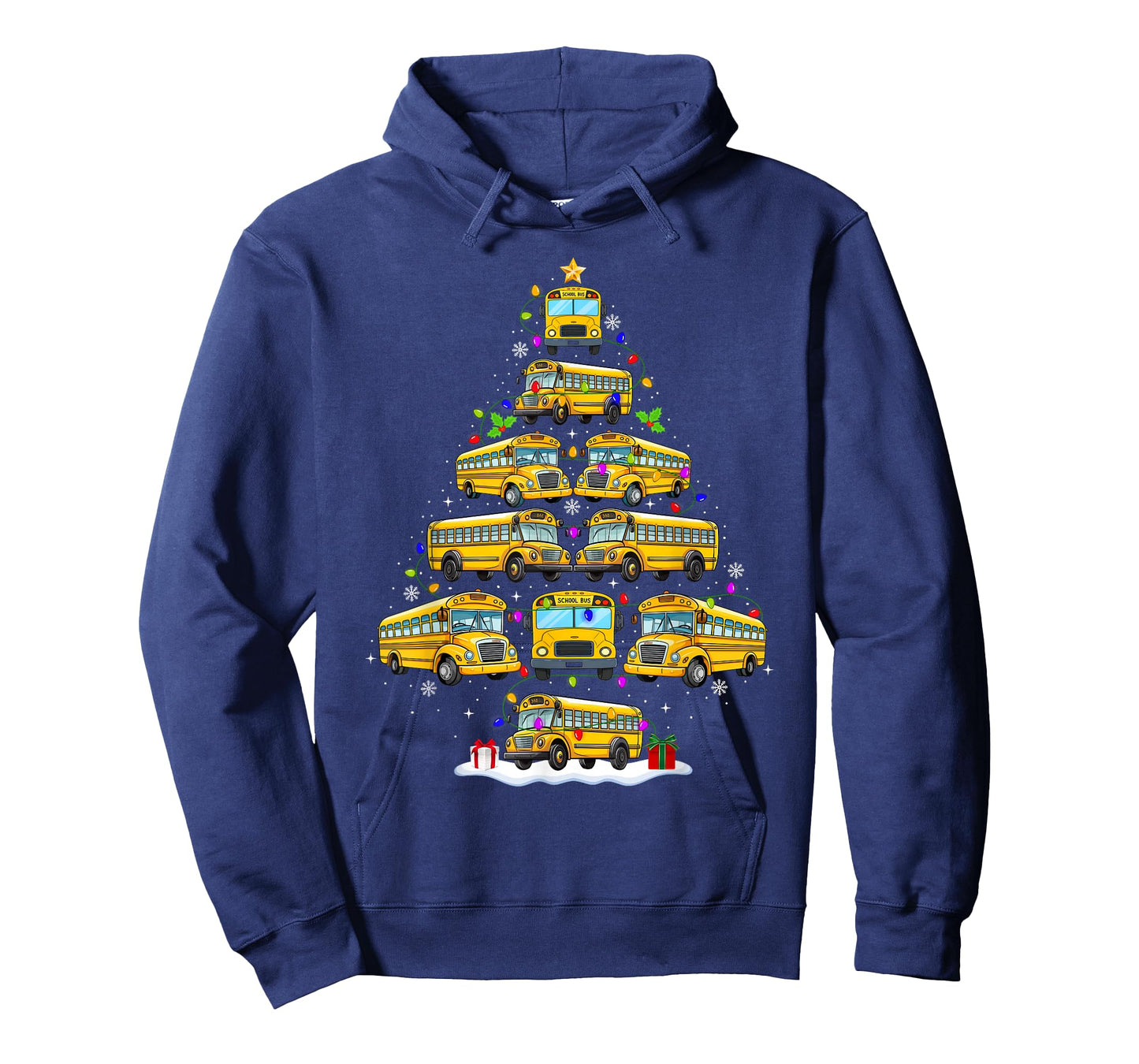 School Bus Christmas Tree Lights Bus Driver Xmas Pajamas T-Shirt