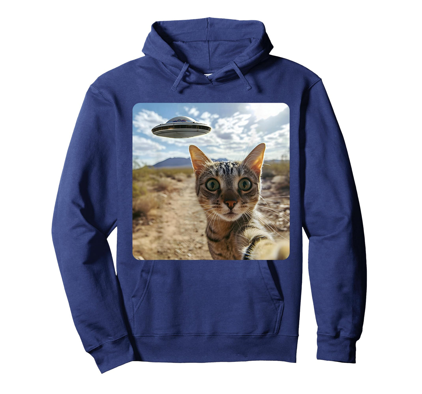 Extraterrestrial Encounter: Cat Selfie with Alien UFO T-Shirt