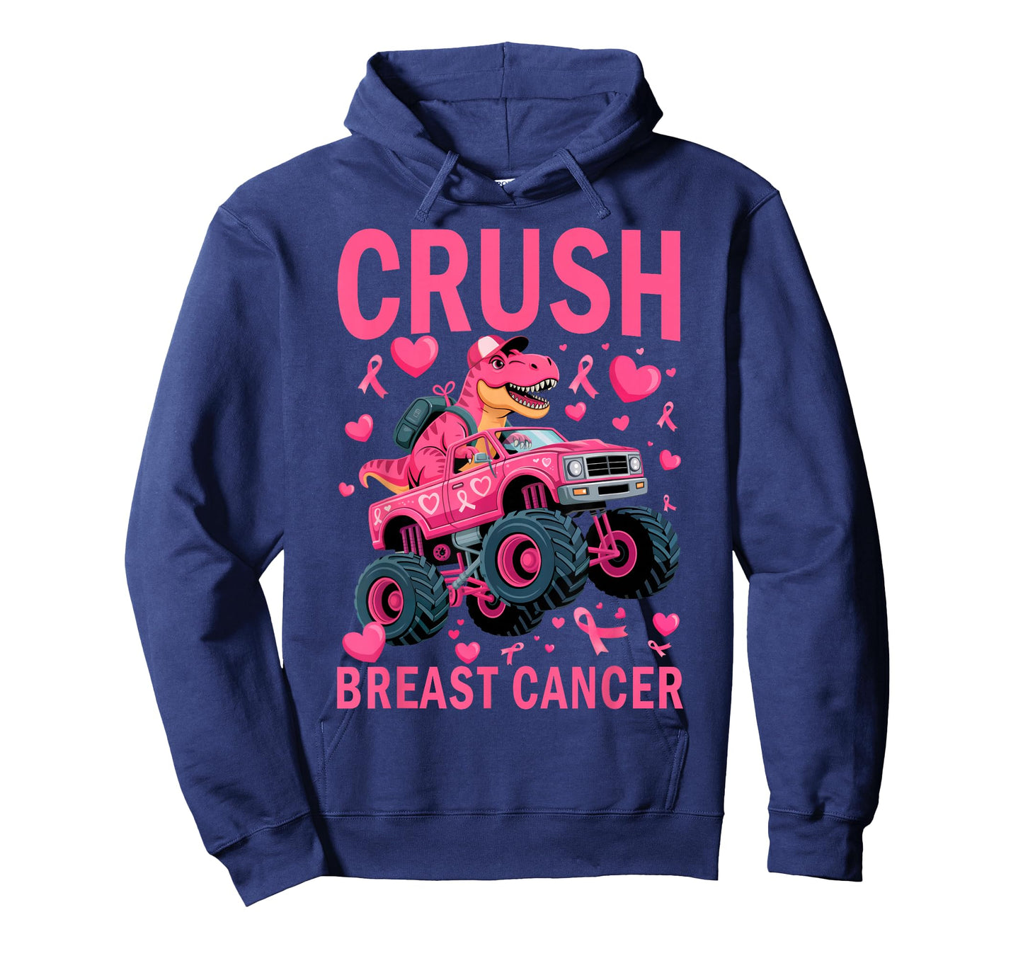 Crush Breast Cancer Awareness Pink Monster Truck Boys Kids T-Shirt