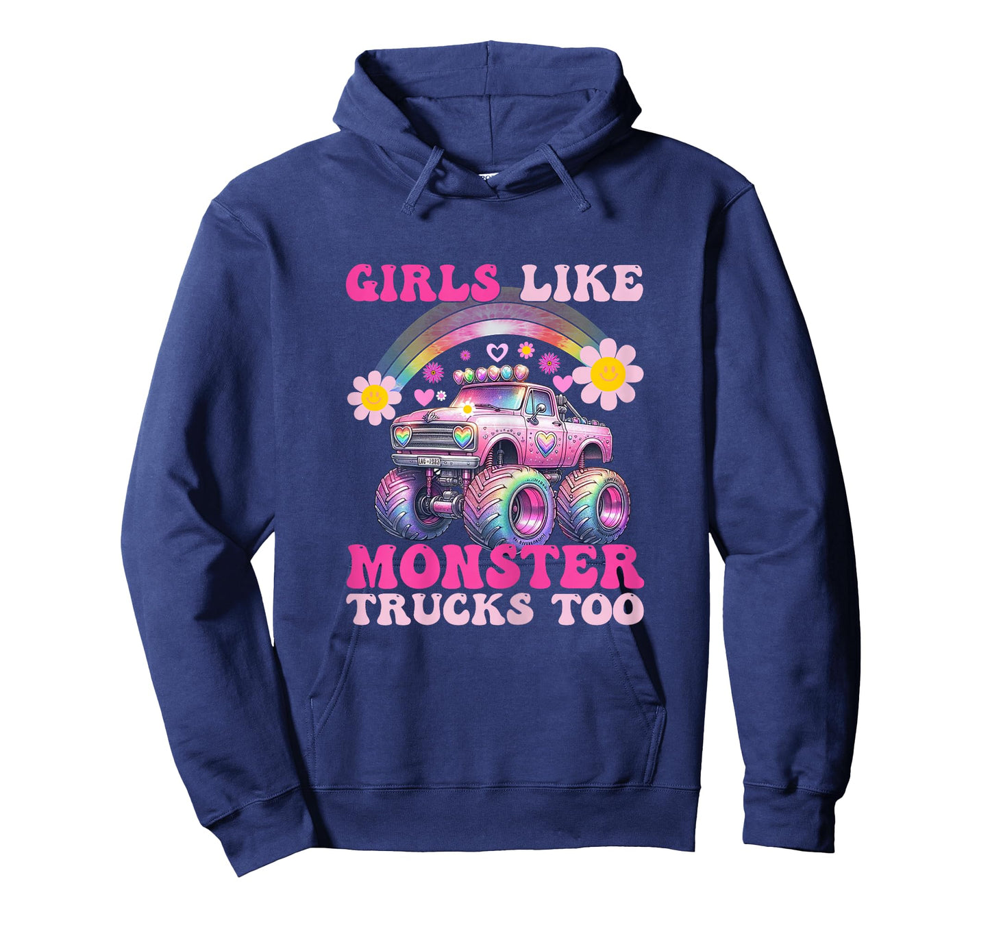 Funny Girls Like Monster Trucks Too Pink Monster Truck Girls T-Shirt