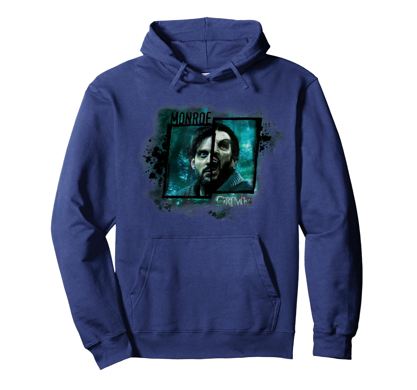 NBC Grimm Monroe Wesen T-Shirt - Black, Unisex-Adults, Small, Crew Neck, Short Sleeve, Modern, Casual, Movie, Halloween, Christmas