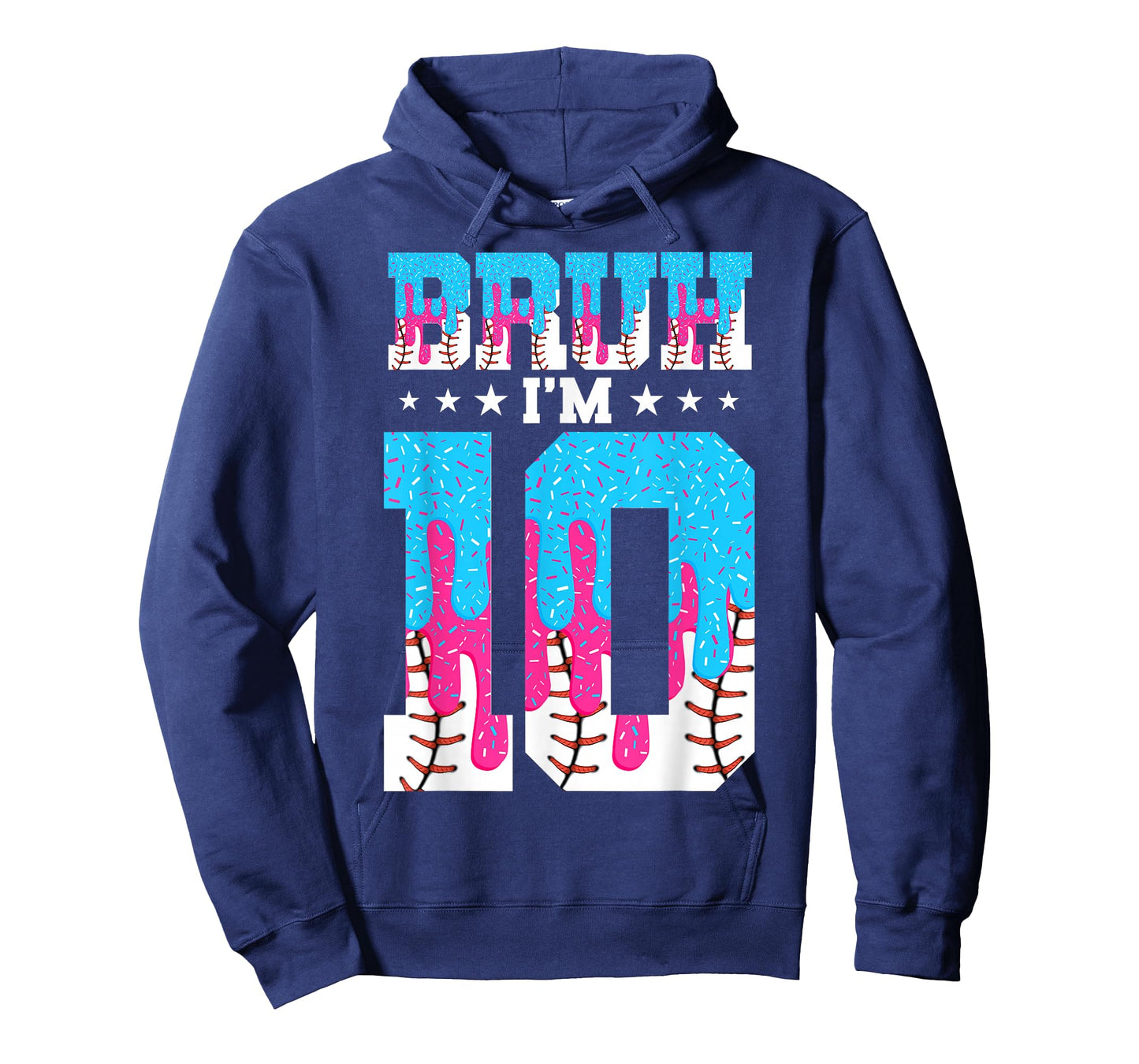 Bruh 10th Birthday Boy Baseball Ice Cream Drip 10 Year Old T-Shirt