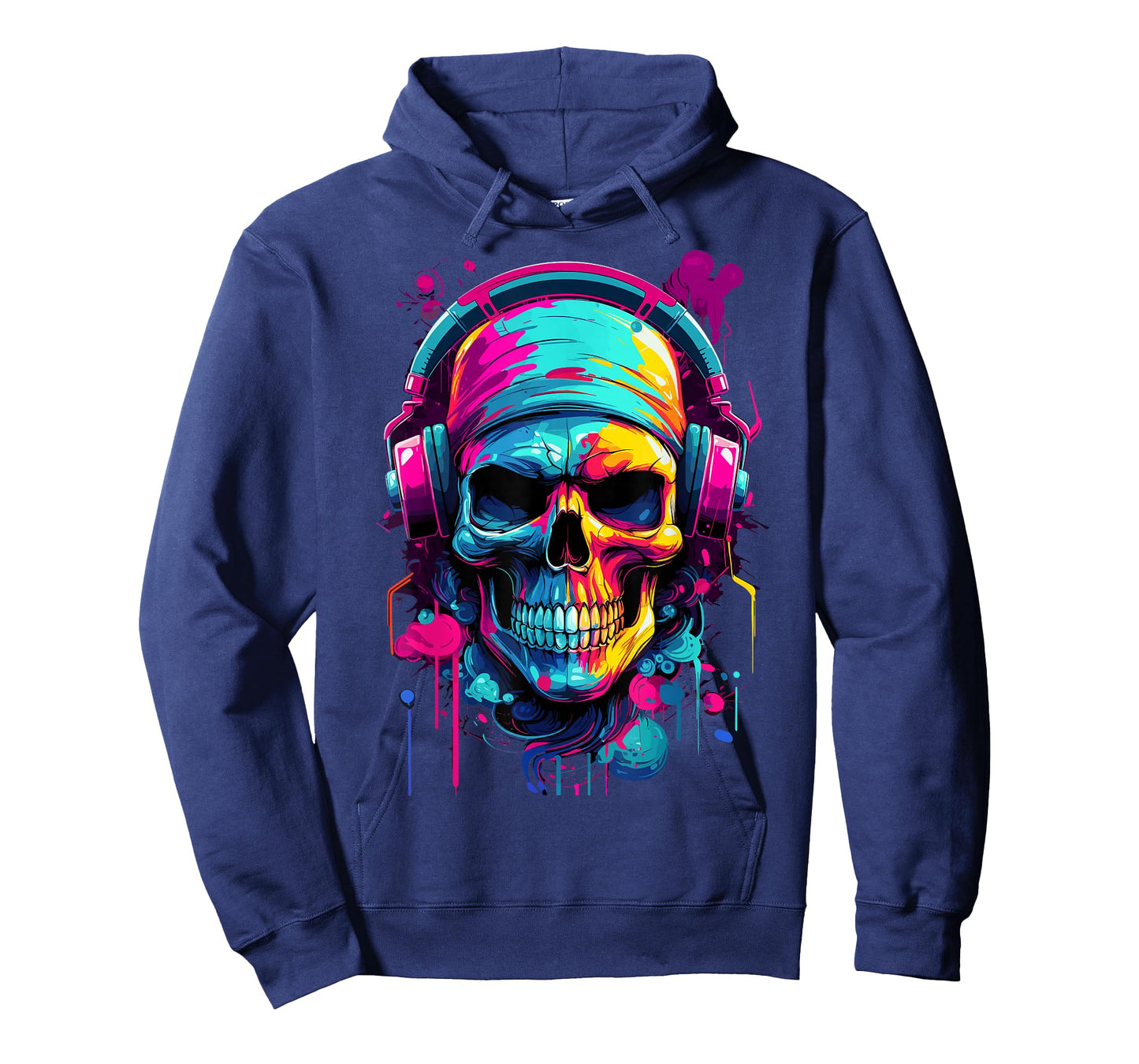 Colorful Skull With Headphones - Music Themed Horror T-Shirt
