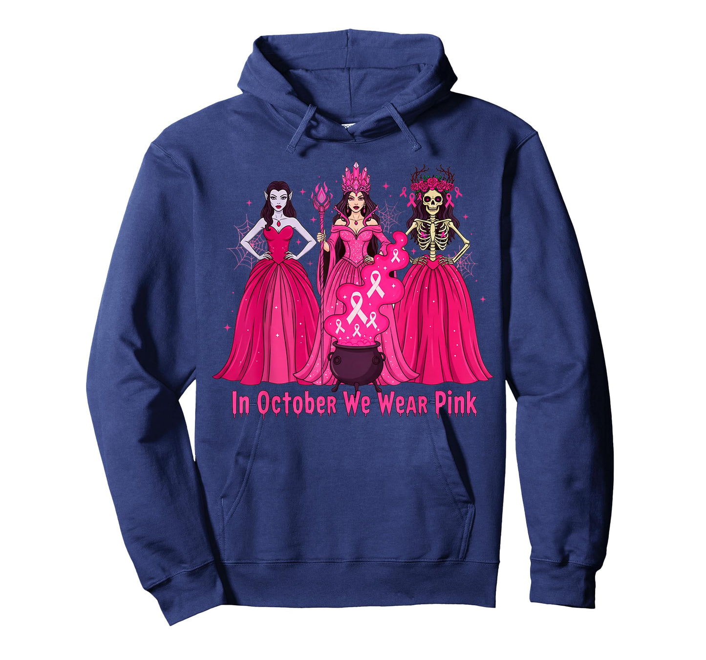 October We Wear Pink Witch Halloween Breast Cancer Awareness T-Shirt