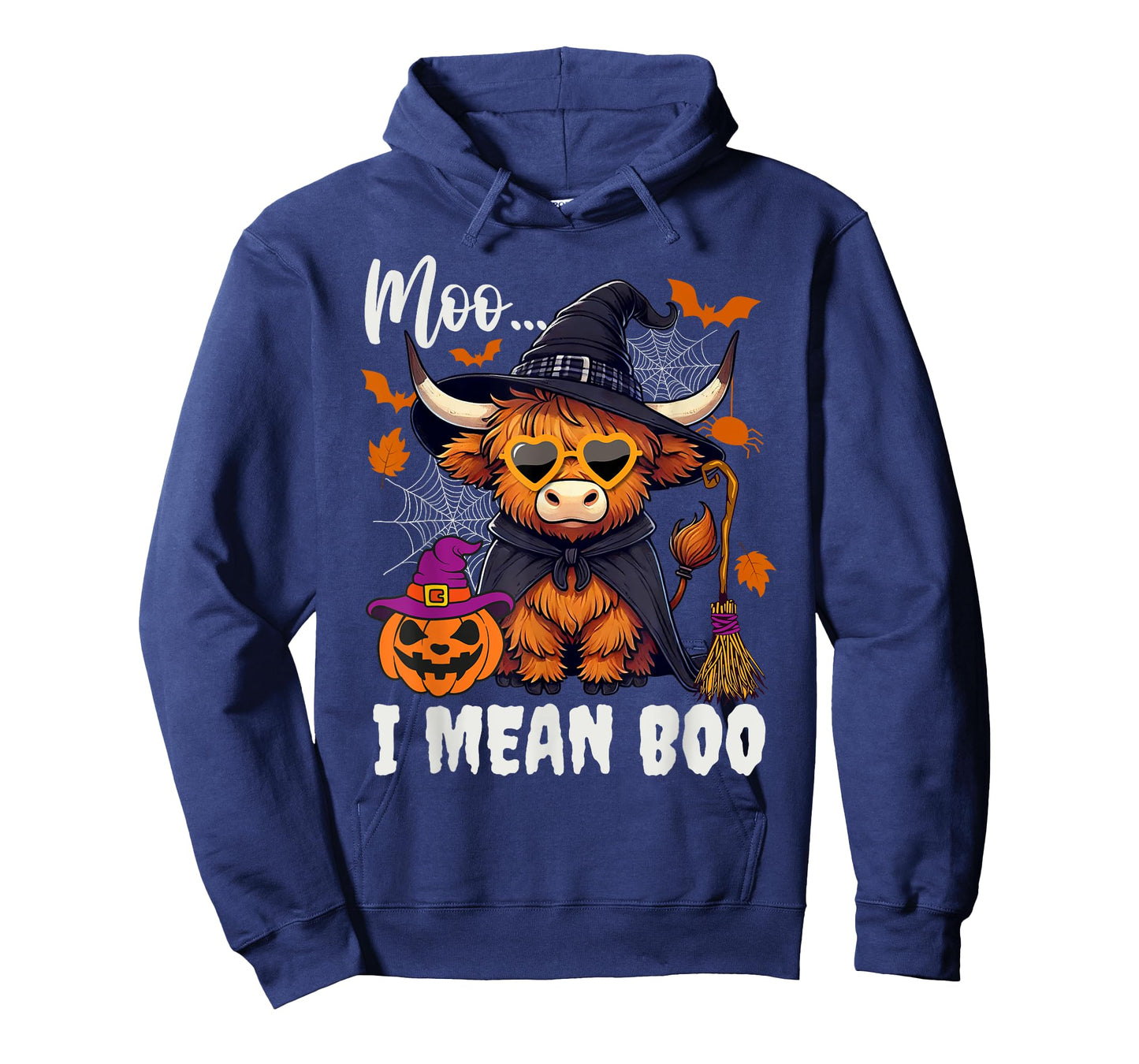 Moo I Mean Boo Witch Highland Cow Halloween Costume T-Shirt