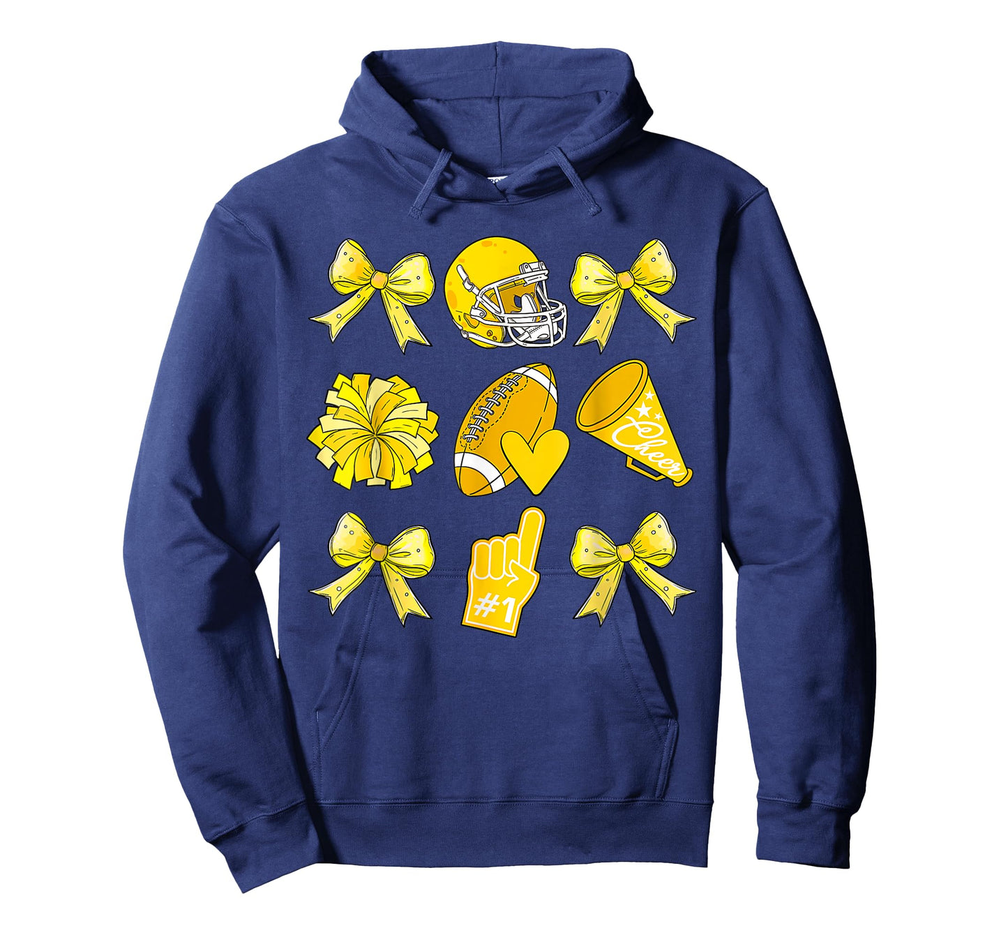Cheer Football Coquette Bow Game Day Cheerleader Yellow T-Shirt