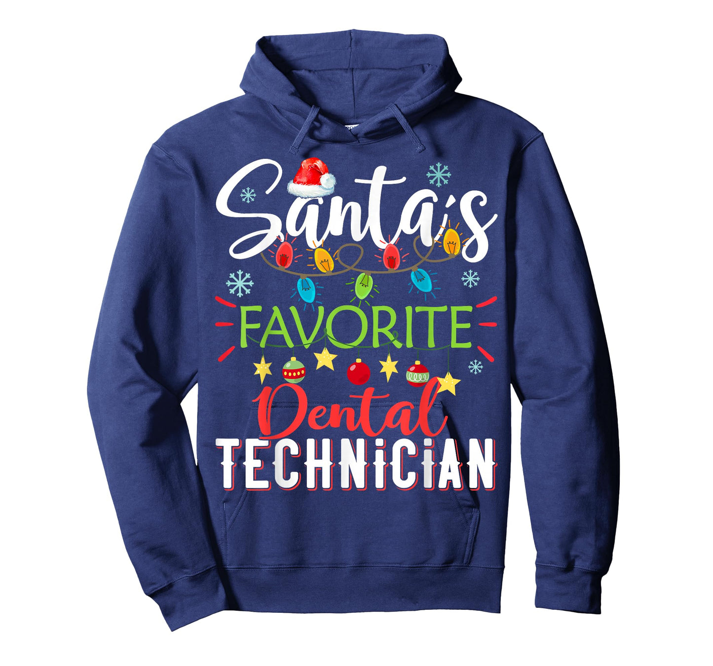 Santa's Favorite Dental Technician Light Santa Hat Christmas T-Shirt