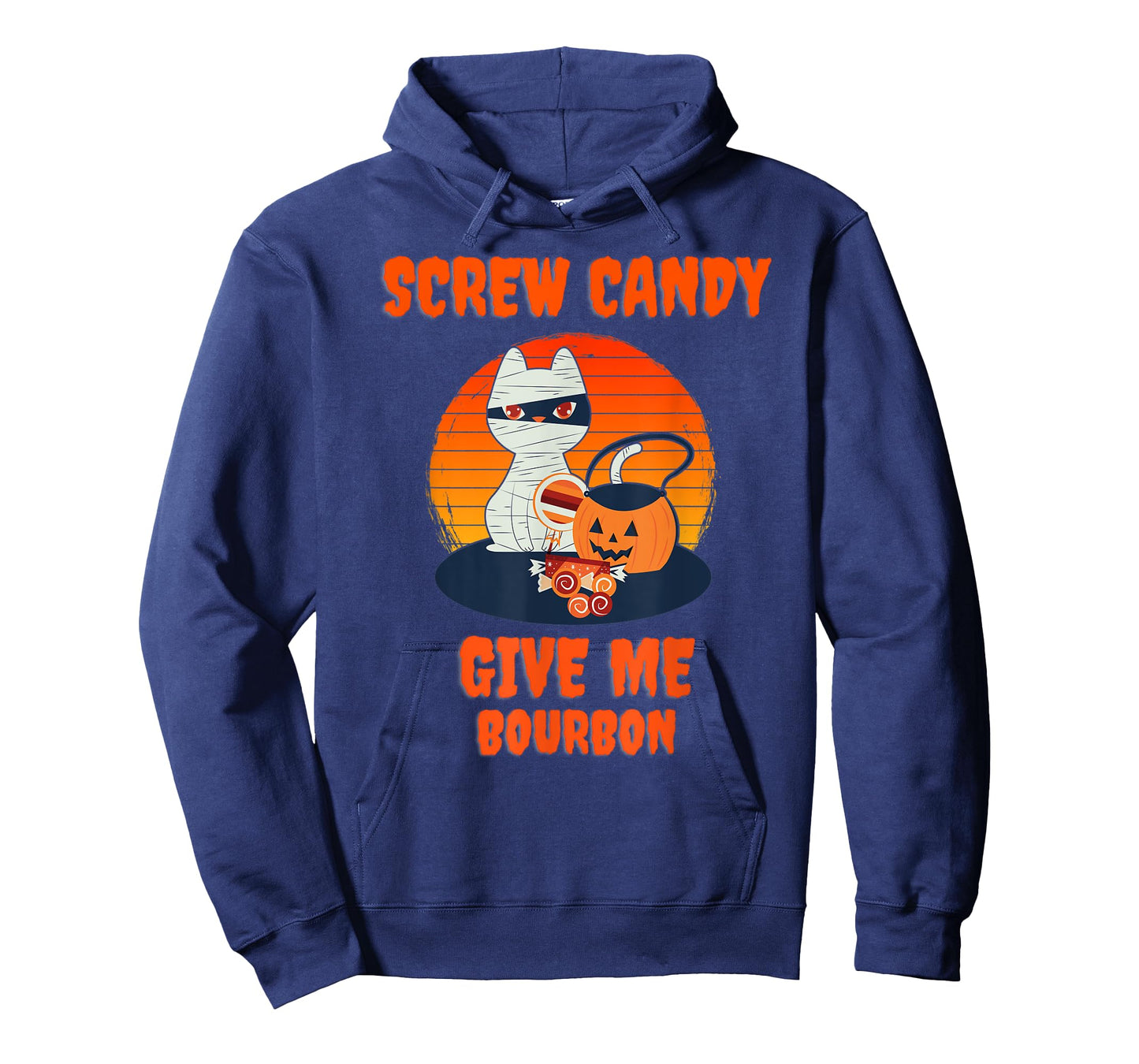 Screw Candy Give Me Bourbon Halloween Cat Mummy T-Shirt for Men Women