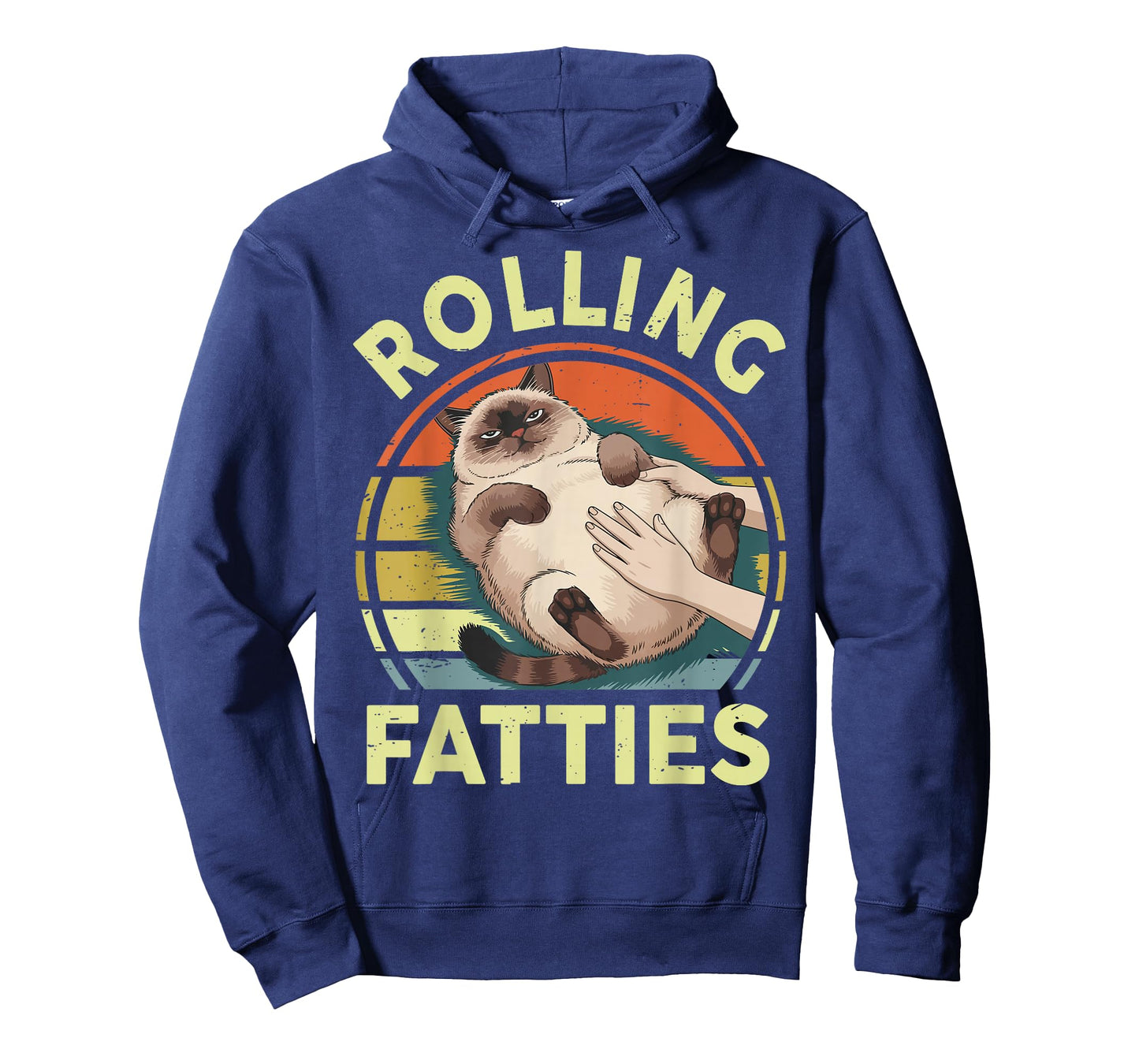 Funny Rolling Fatties Siamese Cat Breed Mom Dad Kitten Retro T-Shirt