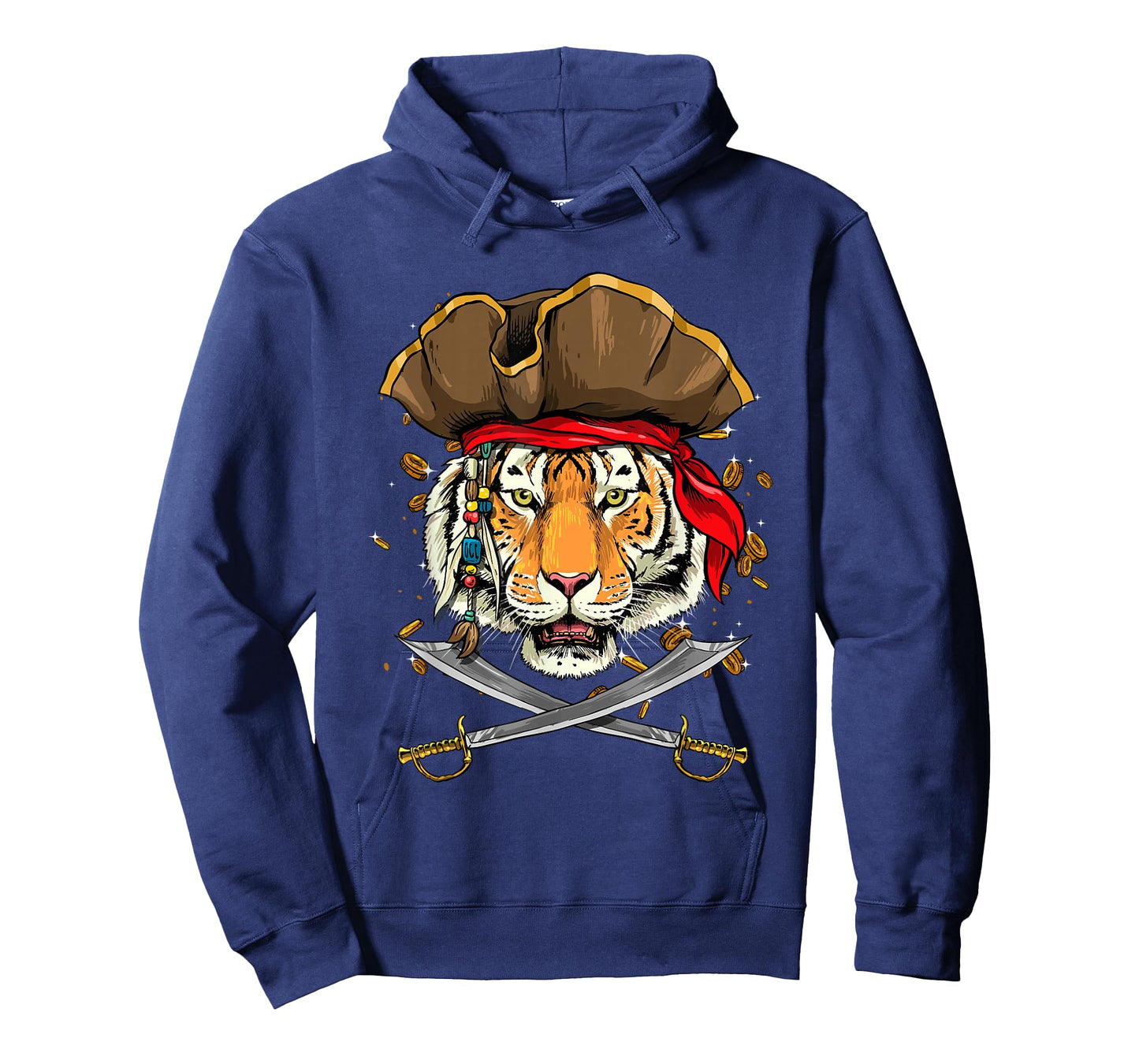 Pirate Tiger Face Jolly Roger Flag Nautical Wild Tiger Lover T-Shirt