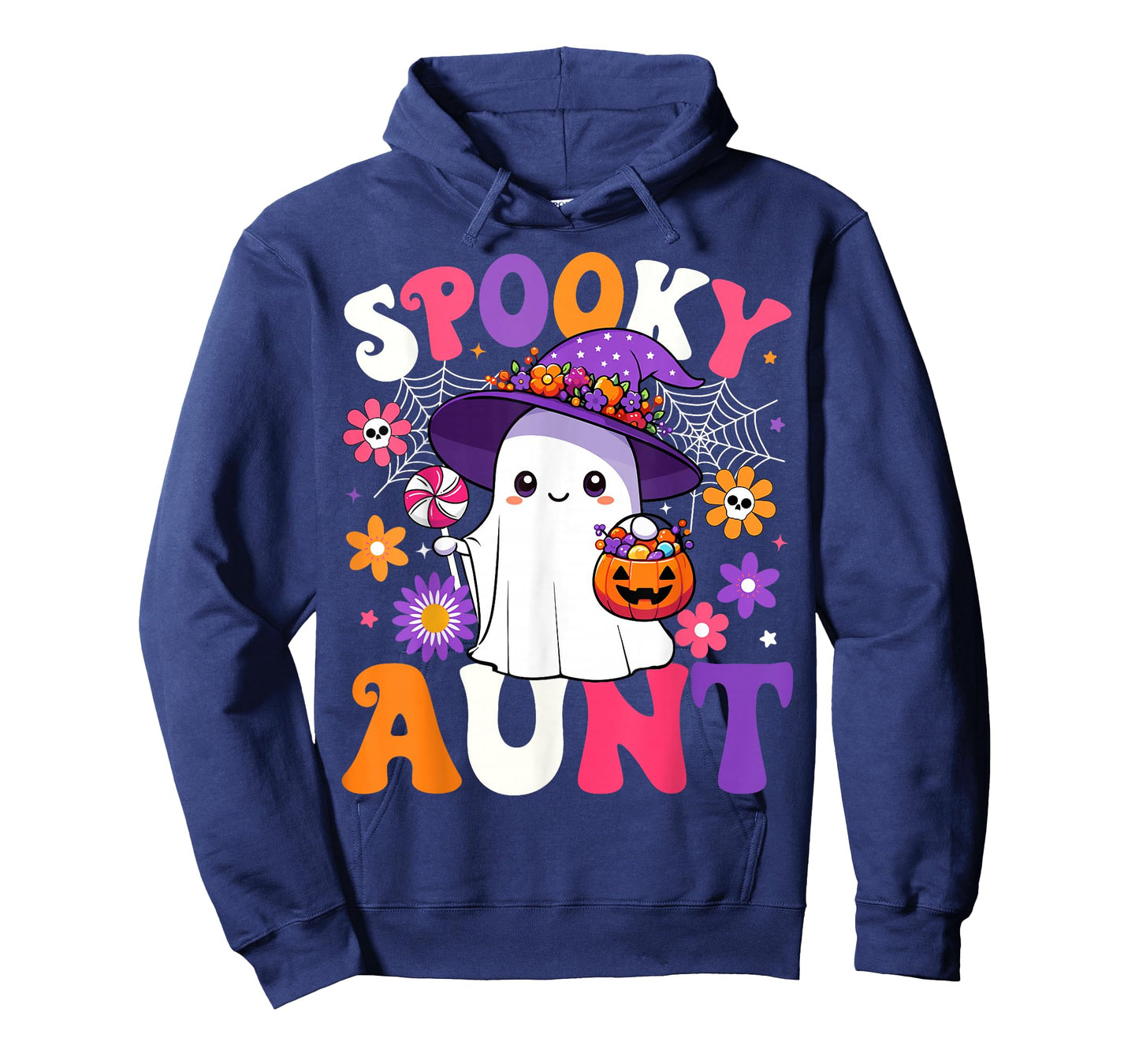 Groovy Spooky Aunt Halloween Ghost Pumpkin Halloween Auntie T-Shirt