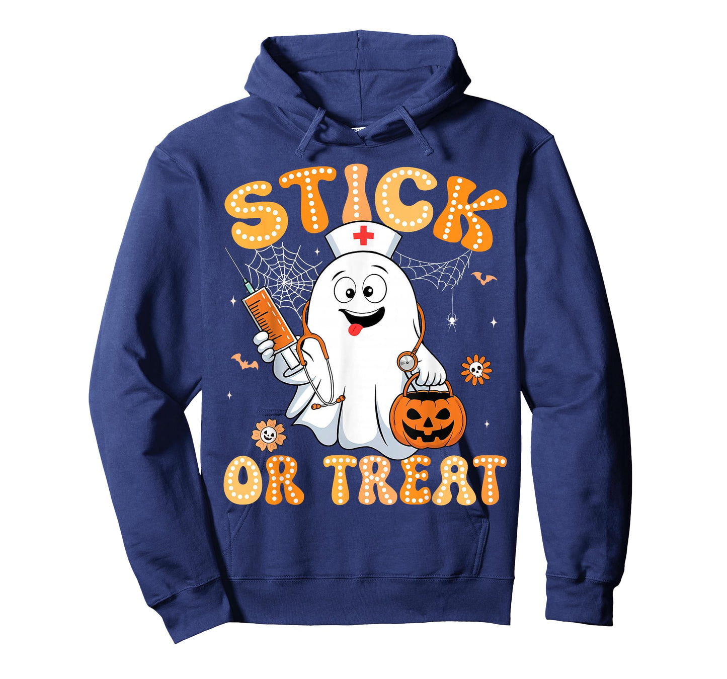 Groovy Stick or Treat Funny Halloween Costume Nurse Women T-Shirt