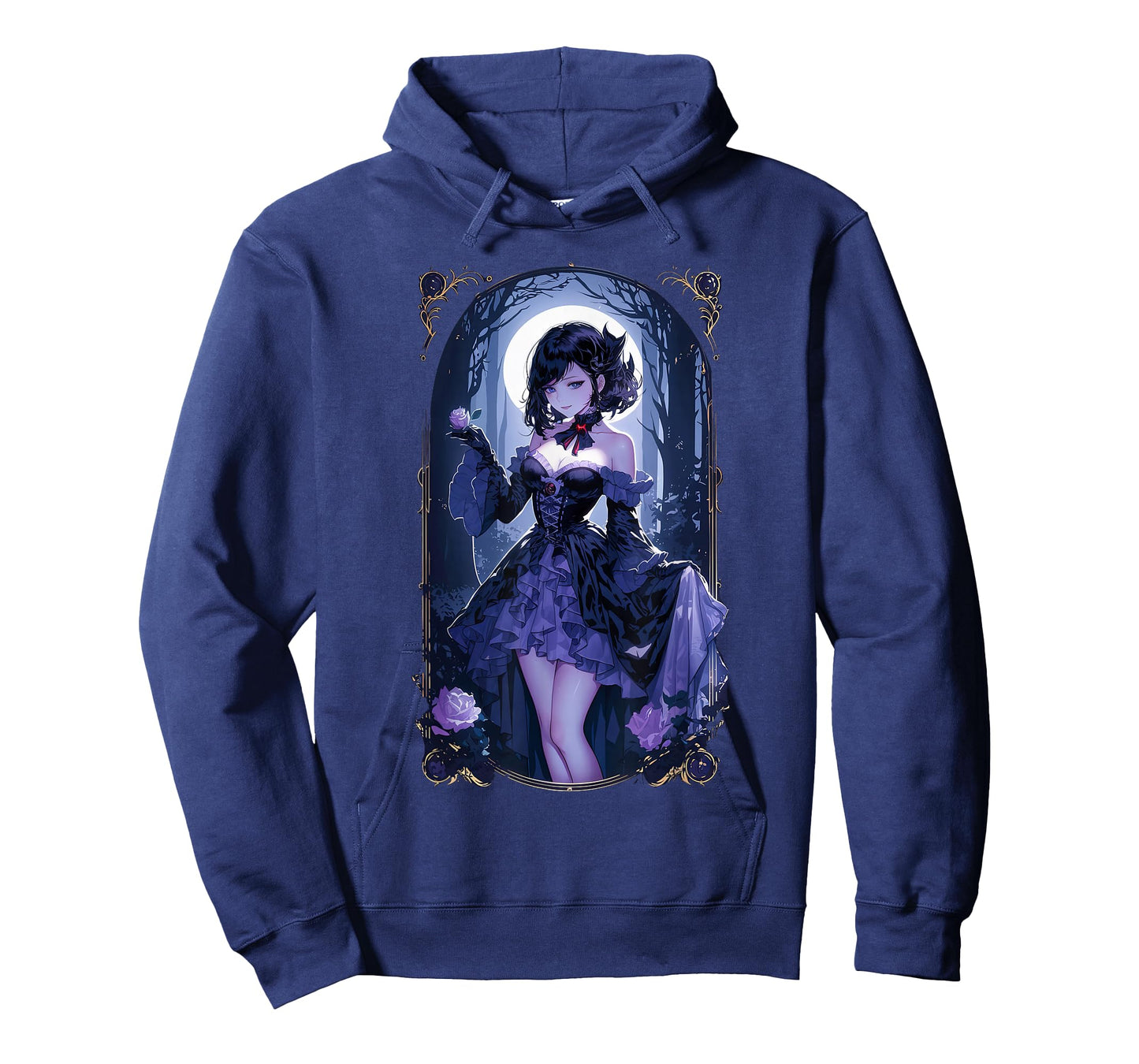 Anime Girl Gothic Waifu Japanese Victorian Moon Elegance T-Shirt
