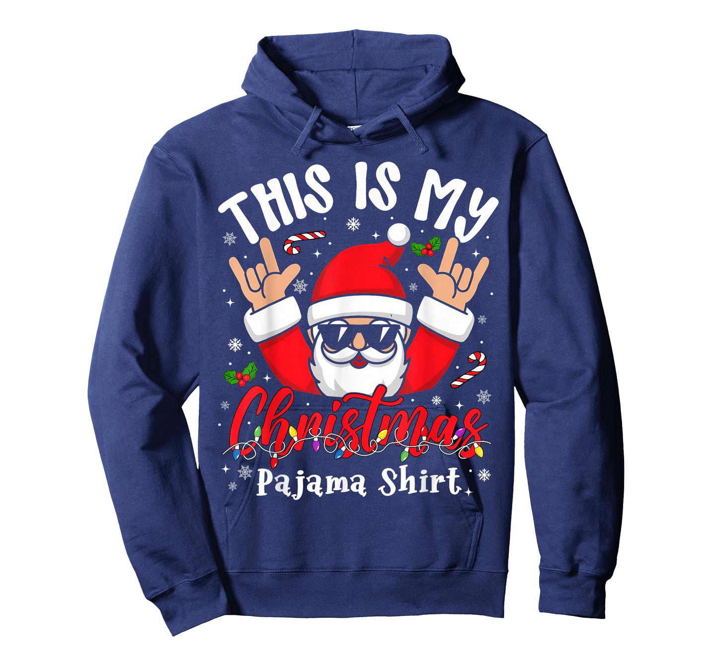 This is My Christmas Pajama Shirt Sunglasses Santa Rock On T-Shirt
