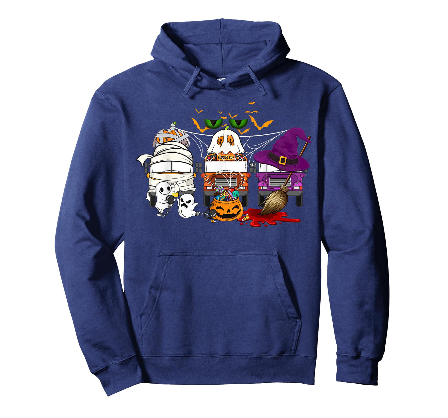 School Bus Halloween Costume Bus Driver Mummy Ghost Witch T-Shirt