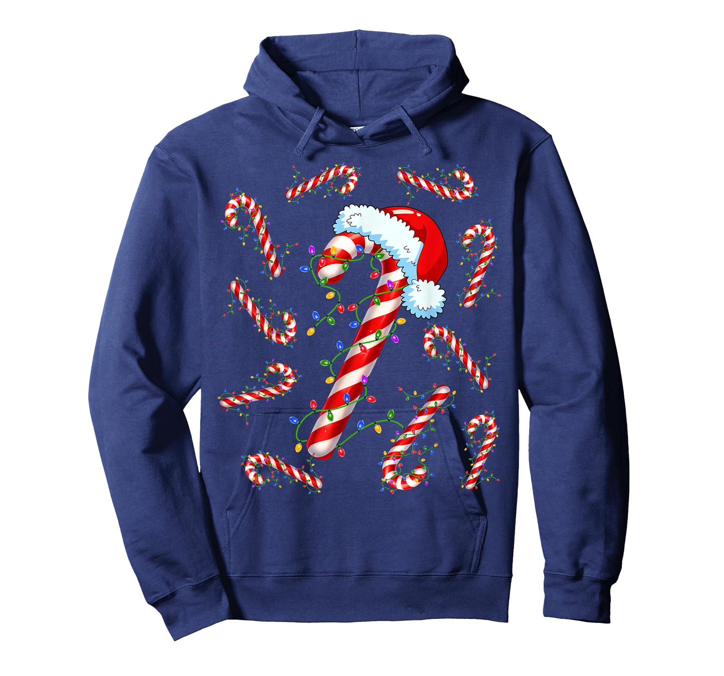 Candy Cane Santa Christmas Red and White Funny Xmas Lights T-Shirt