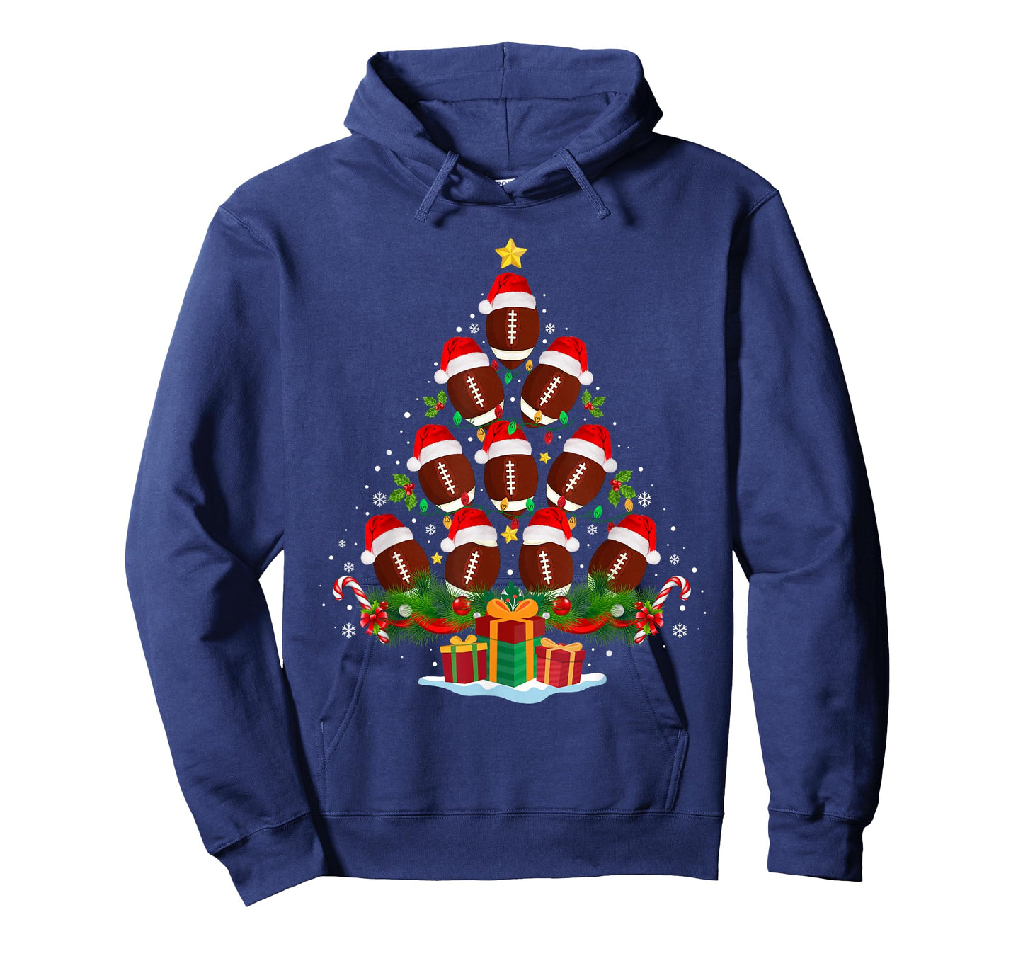 Football Christmas Tree Lights Funny Xmas Men Boys Kids T-Shirt