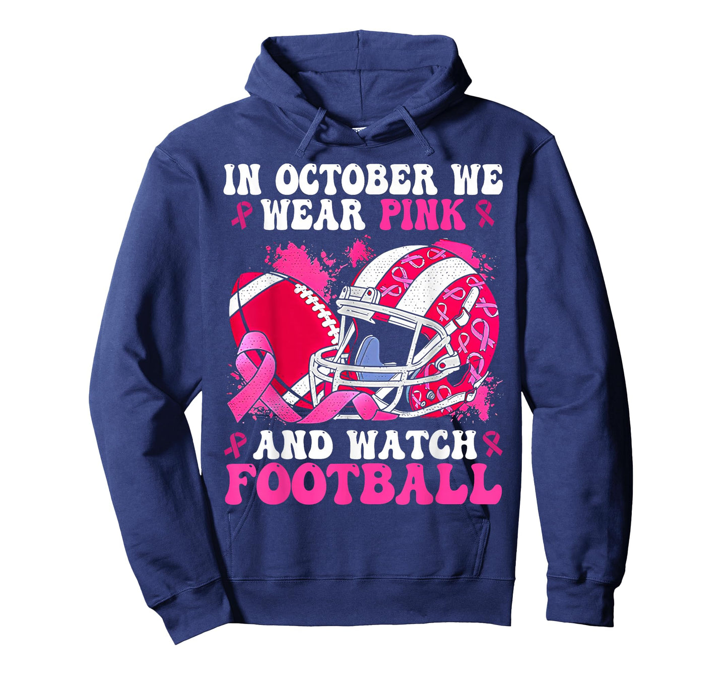 In October We Wear Pink Football Breast Cancer Awareness T-Shirt