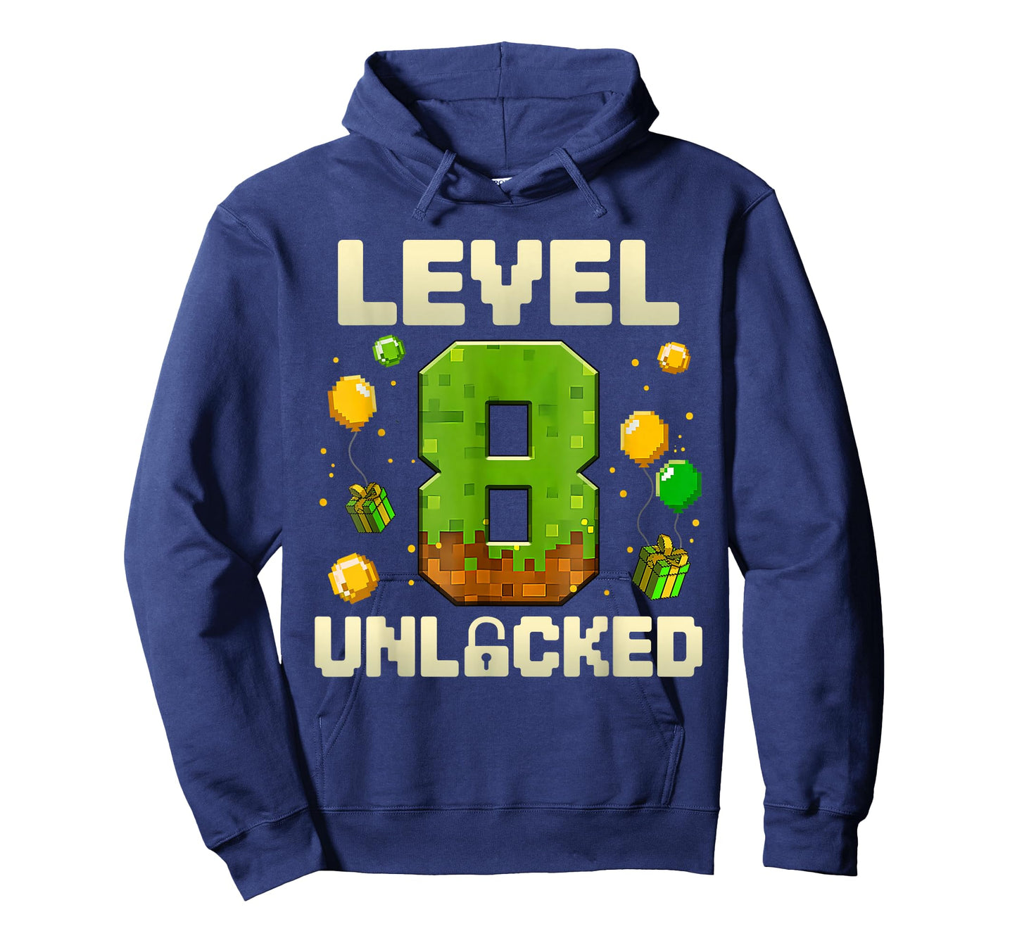 Birthday Boy Shirt Level 8 Unlocked 8th Birthday Game Pixel T-Shirt