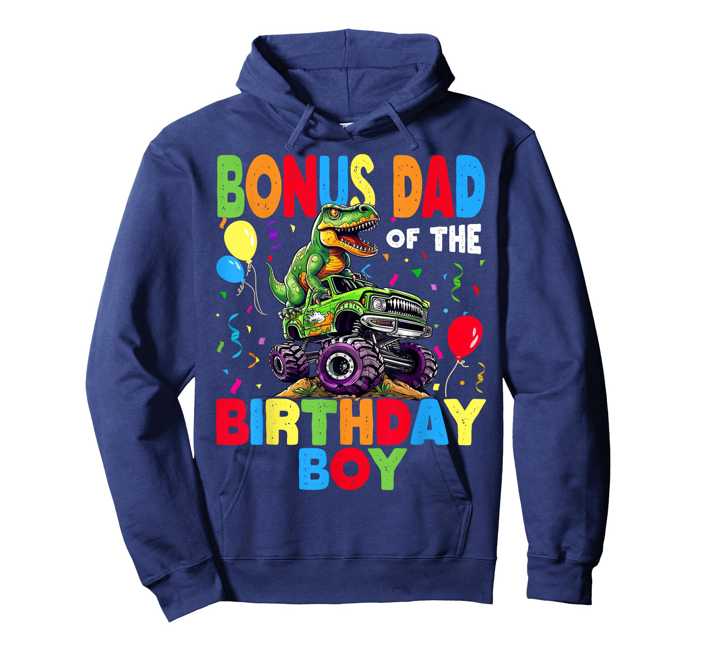 Bonus Dad Of The Birthday Boy Dinosaur T-Rex Monster Truck T-Shirt