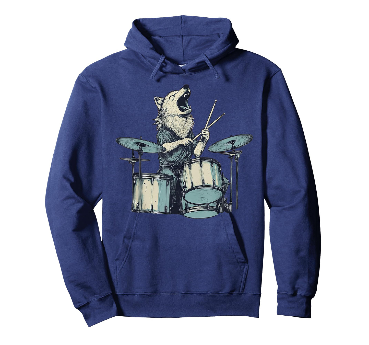 Cute Wolf Playing Drums Wolves Drummer Music T-Shirt