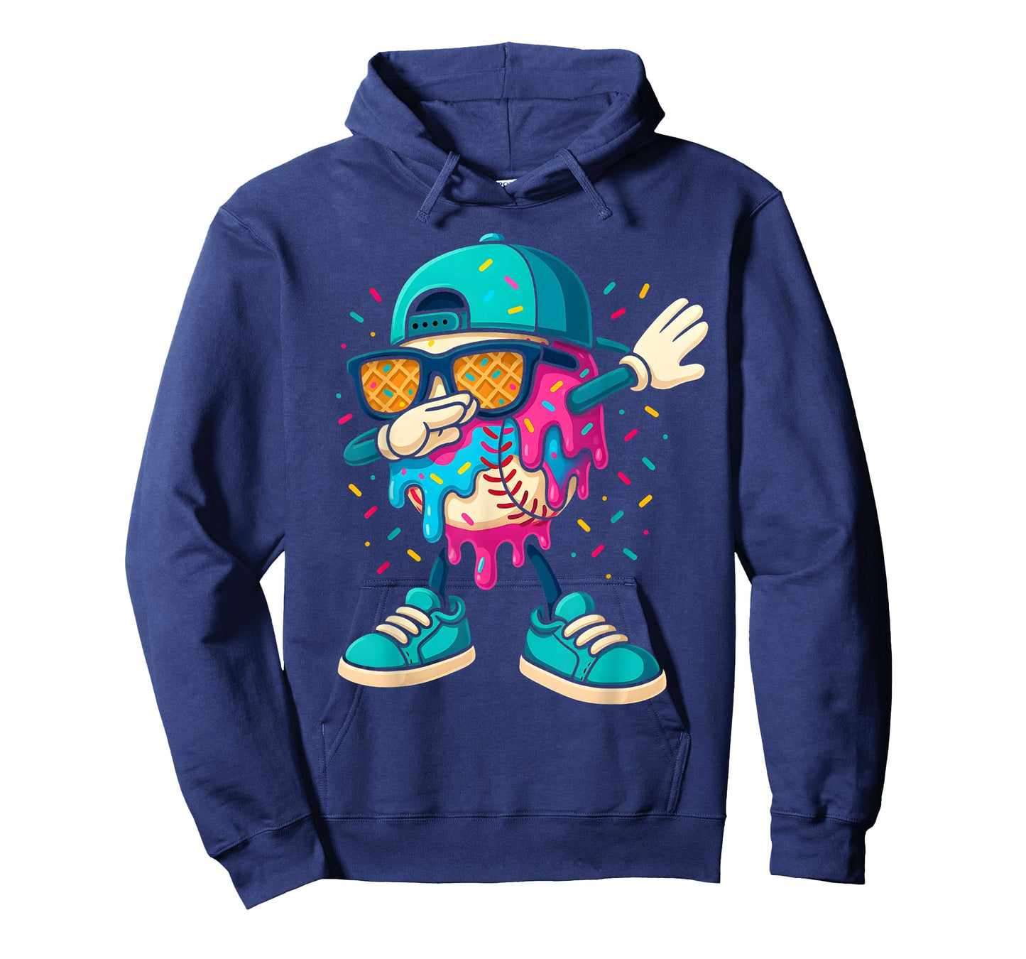 Baseball Drip Ice Cream Boys Dabbing Youth Baseball Sprinkle T-Shirt