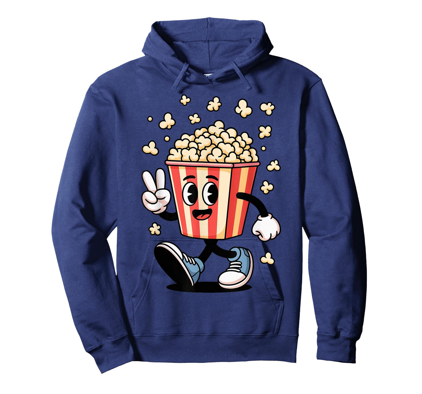 Funny Cartoon Popcorn Bucket Snack Movie Lover Design T-Shirt