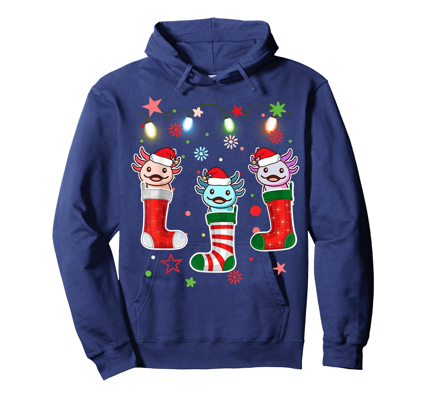 Kawaii Axolotl Christmas Stocking Kid Youth Teen Pajamas Pjs T-Shirt