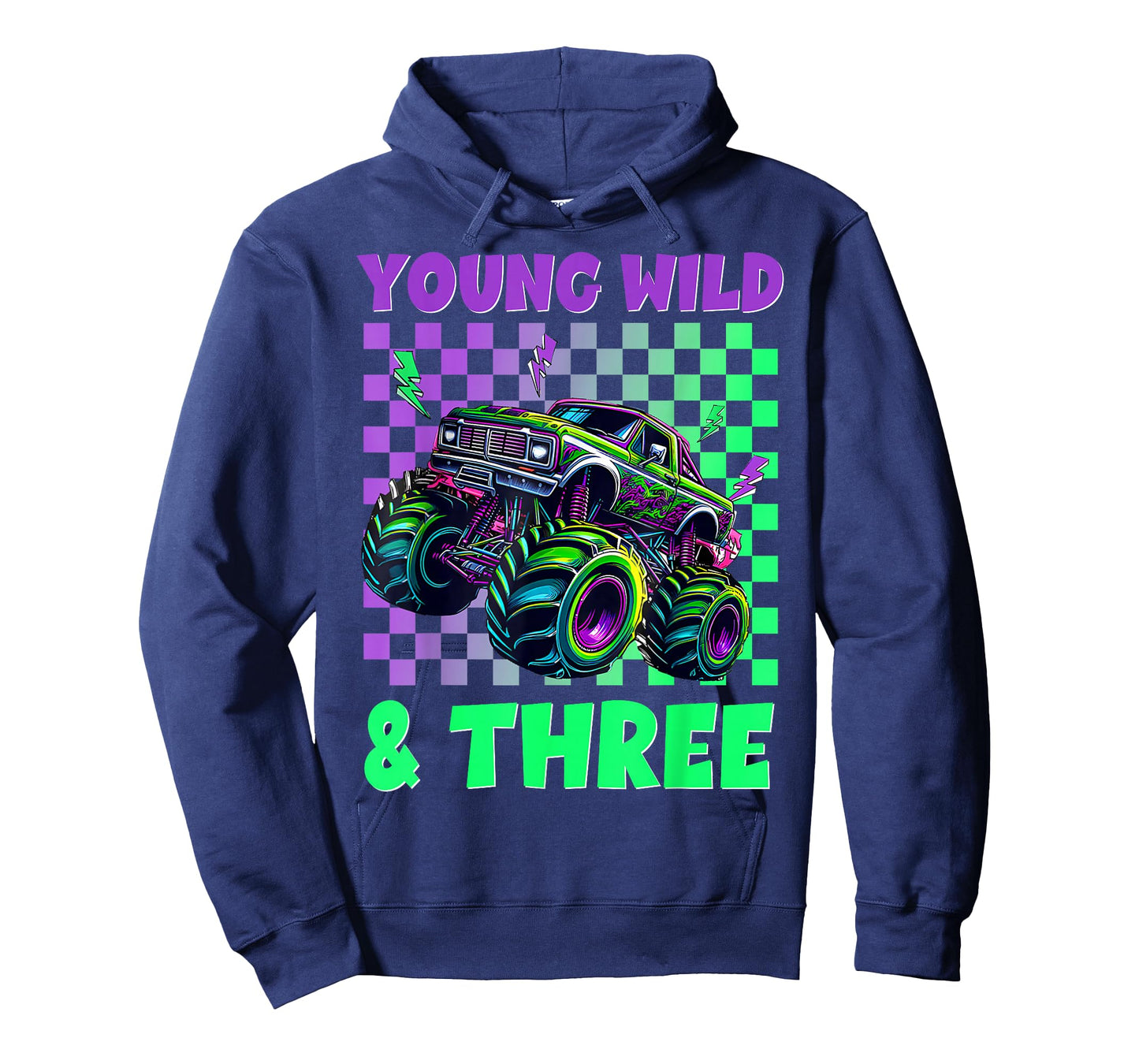 Kids 3rd Birthday Boy Monster Truck Young Wild And Three T-Shirt