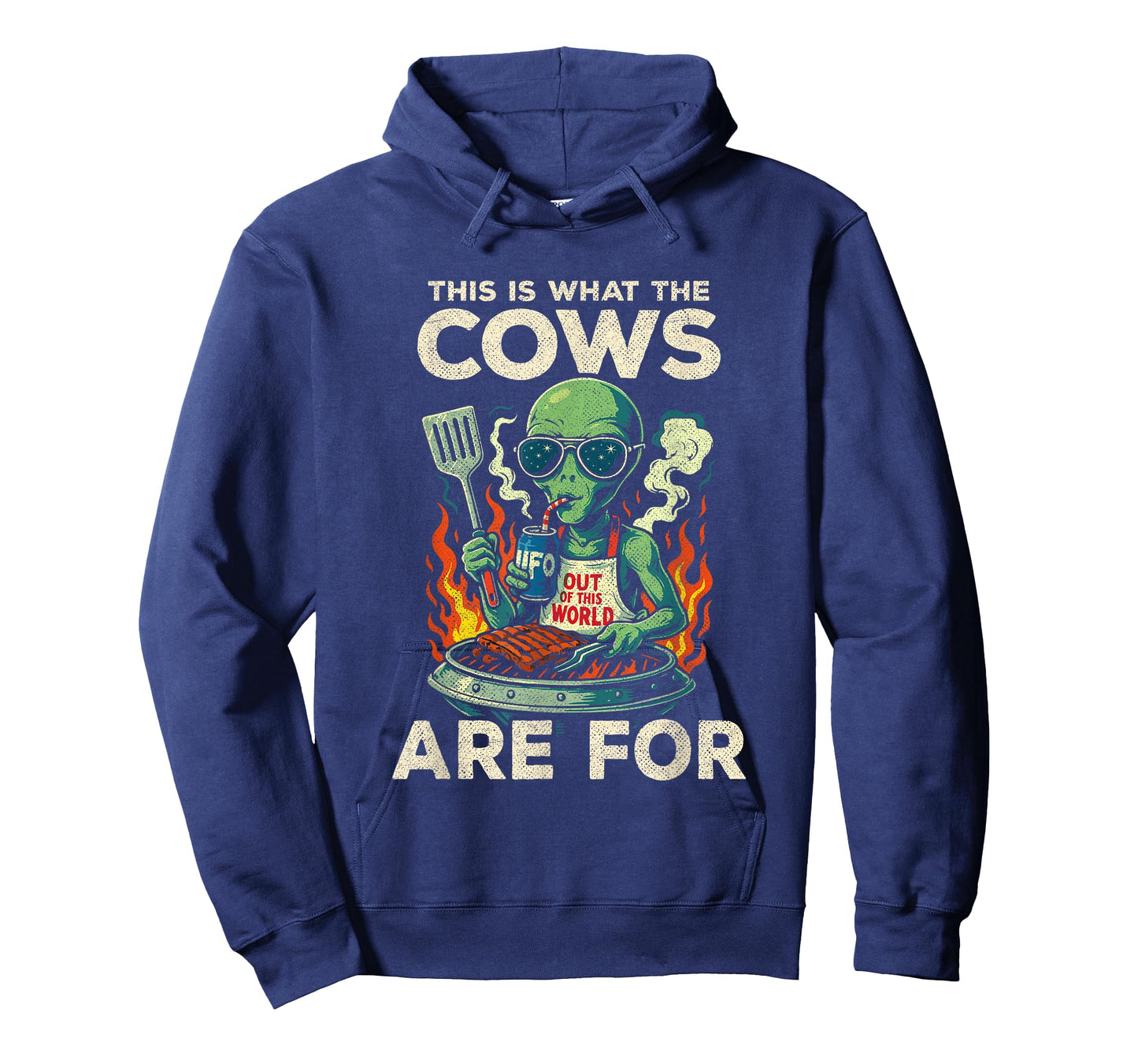 UFO Spaceship BBQ Grill โ Alien Cow Abduction โ Funny Alien T-Shirt