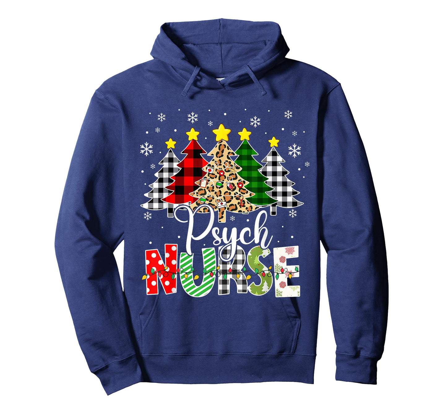 Psych Nurse Xmas Tree Leopard Red Plaid Christmas T-Shirt