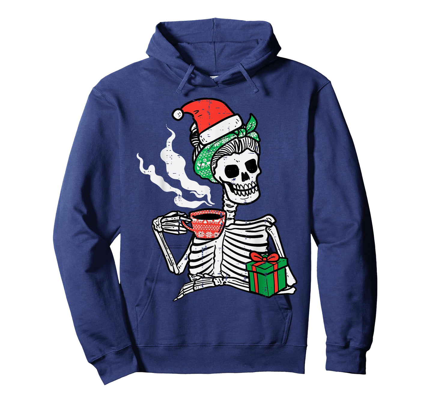 Woman Skeleton Santa Coffee Xmas Christmas Women Mom T-Shirt
