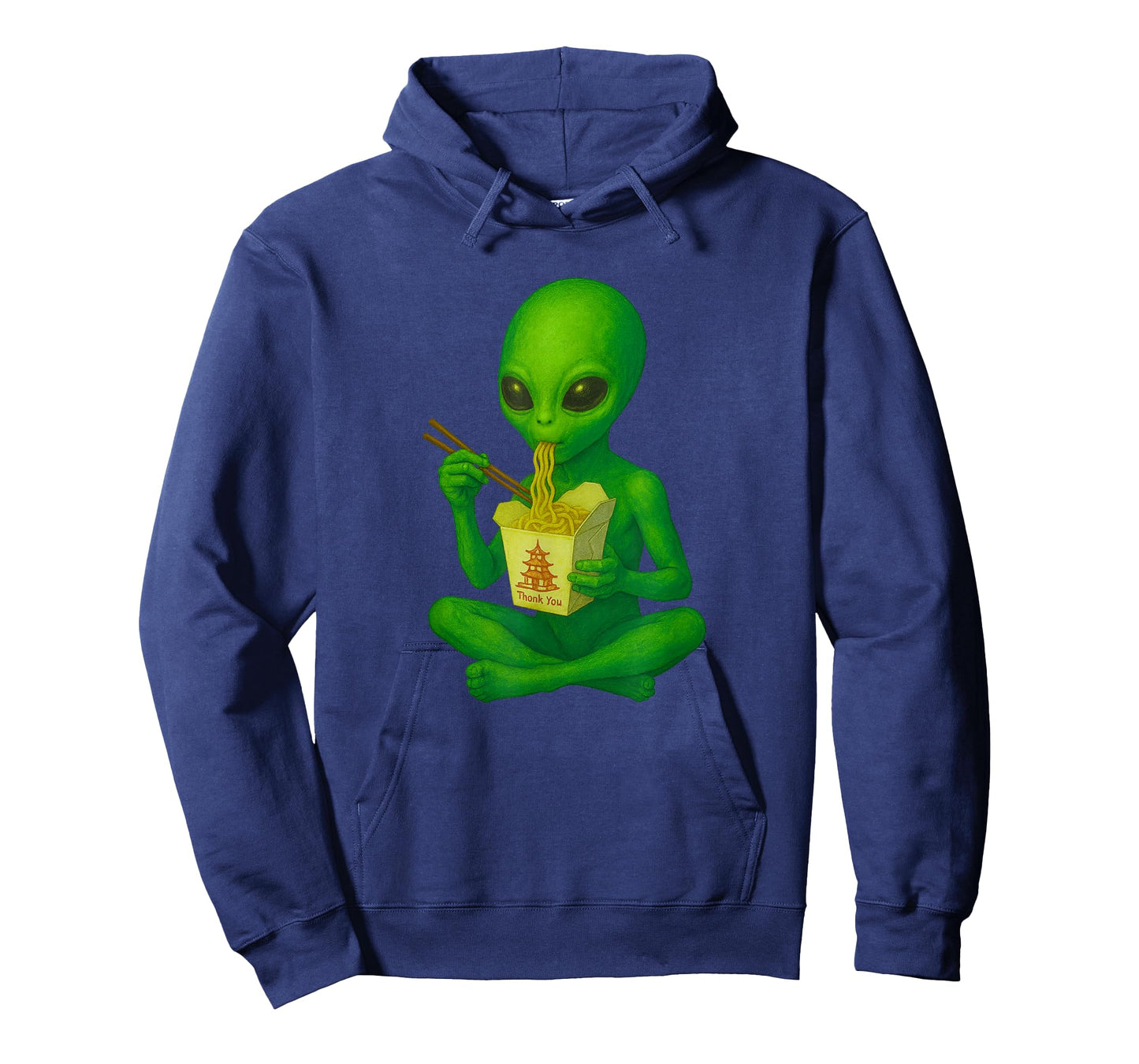 Alien Eats Chinese Takeout Extraterrestrial Funny Foodie T-Shirt