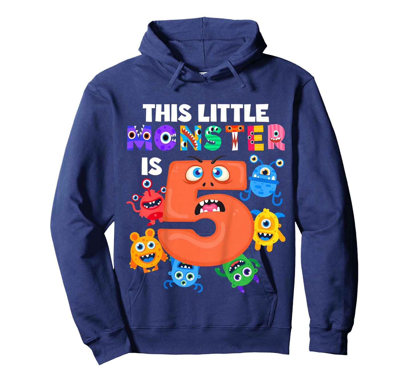 Kids This Little Monster is 5 Five Years 5th Birthday Party Alien T-Shirt